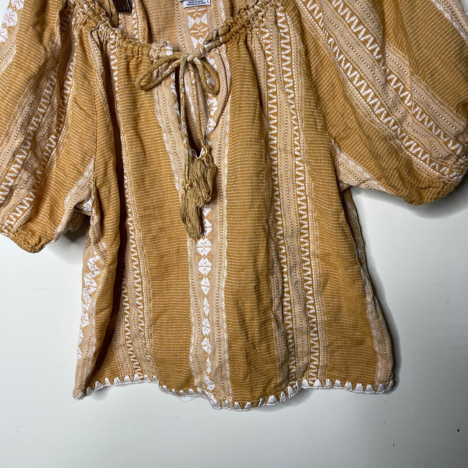 Saylor Saylor gold mustard embroidery blouse top sz L Size L / US 10 / IT 46 - 6 Thumbnail