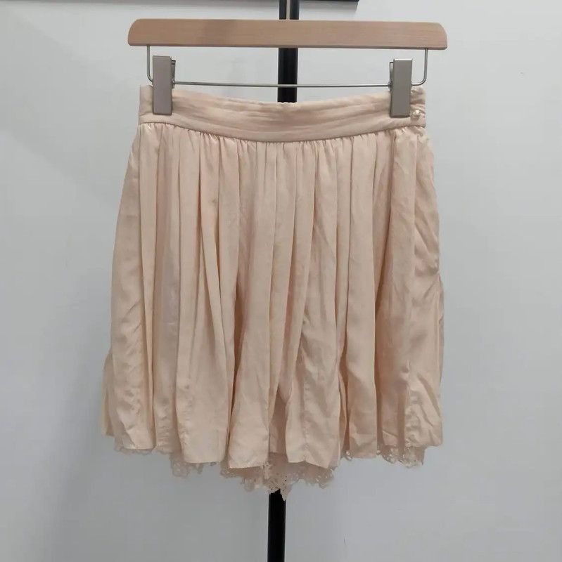 Chanel Chanel Pleated Silk Skirt in Nude Pink 0089 Size 23" - 1 Thumbnail