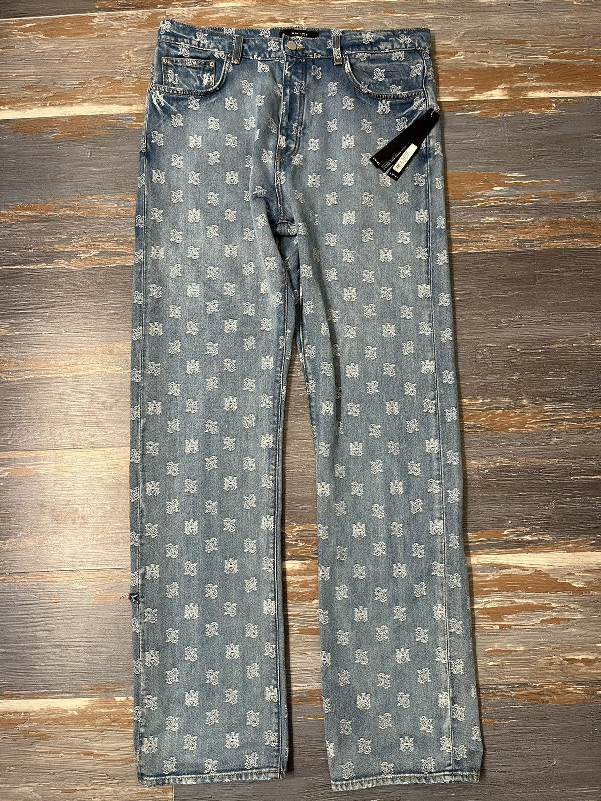 Image of Amiri Paisley Monogram Straight Cut Denim, Men's (Size 33)