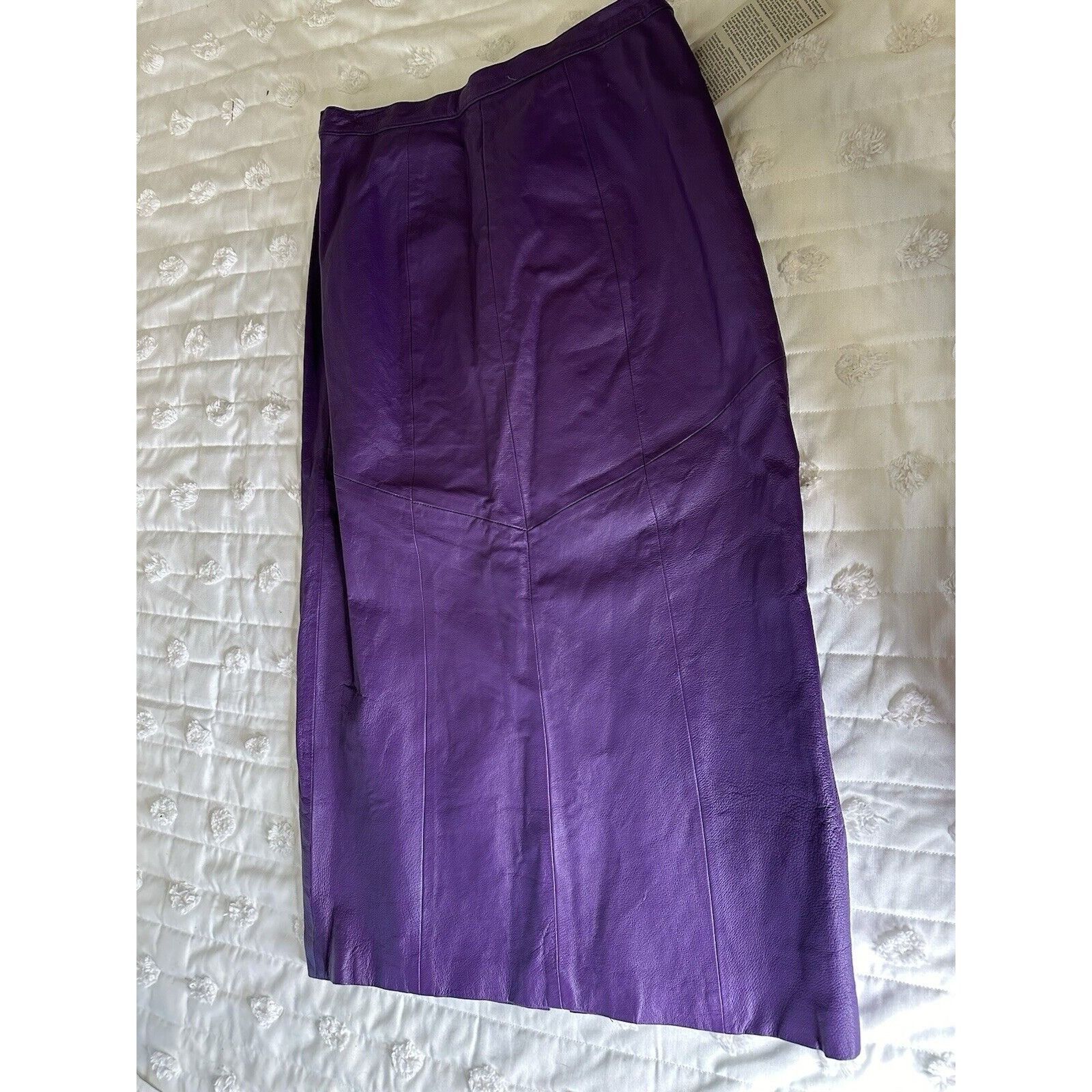Vintage VTG 80s 90s Leather Woman’s M/L Elastic Waist Skirt Long Pen Size 32" / US 10 / IT 46 - 4 Thumbnail