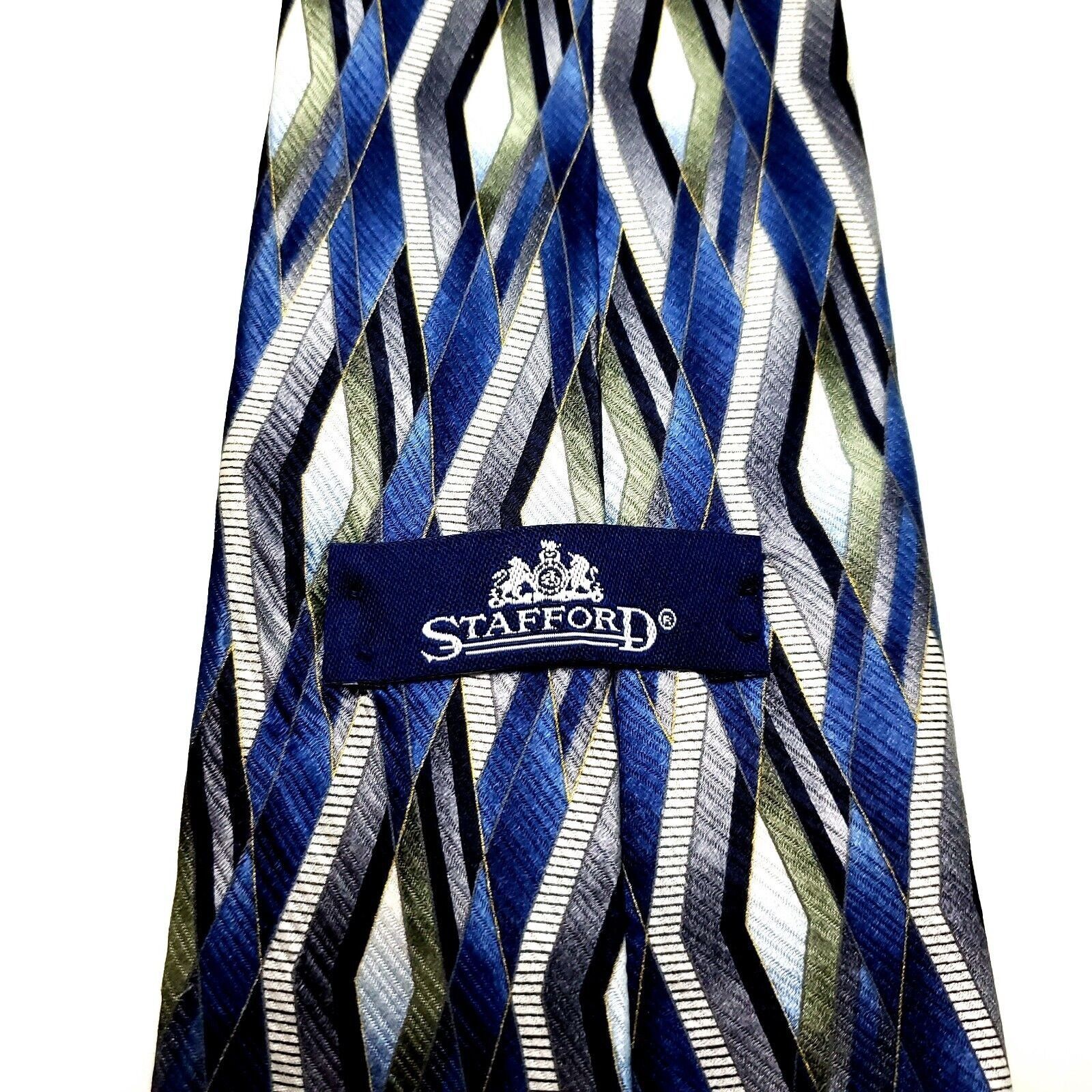 Stafford Stafford Silk Tie Blue Print Wide Size ONE SIZE - 3 Thumbnail
