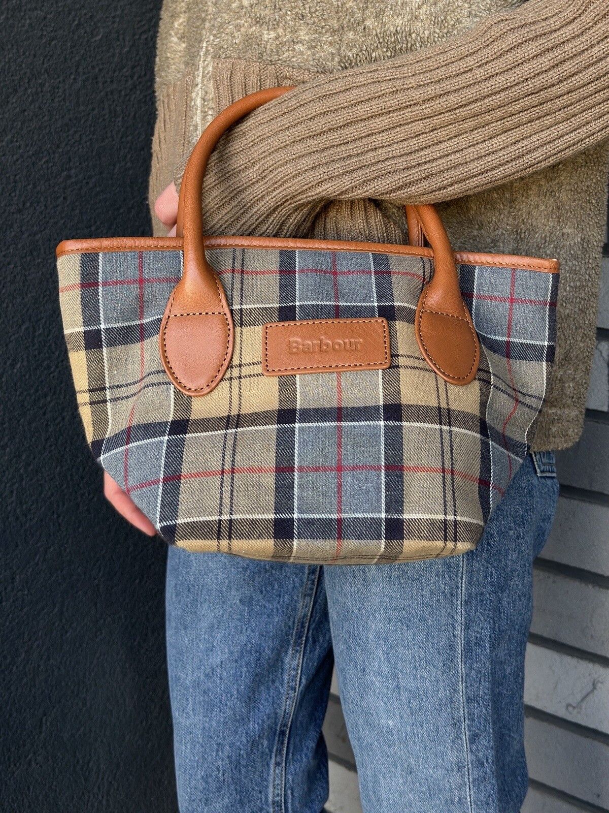 Barbour Barbour Tartan Plaid Hand Small Tote Bag Cotton Size ONE SIZE - 3 Thumbnail