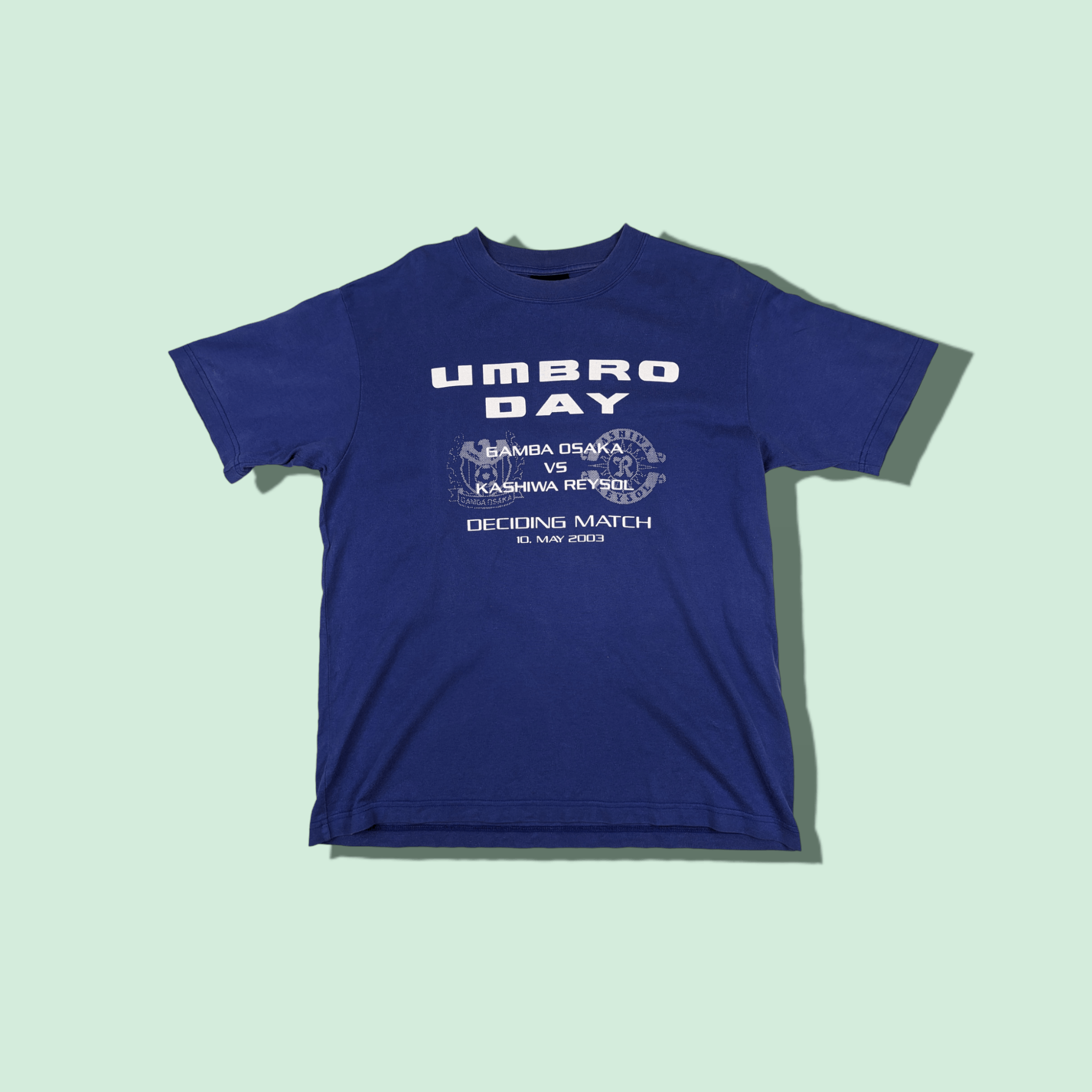 image of Soccer Jersey x Umbro 2003 Umbro Day Gamba Osaka Vs Kashiwa Reysol T-Shirt in Blue (Size Medium)