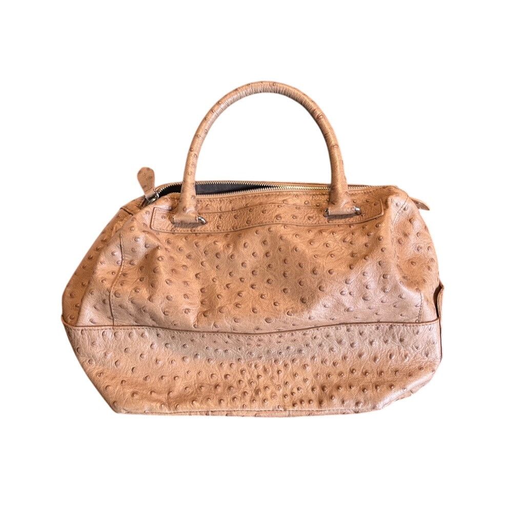 Furla Furla Brown Ostrich Leather Satchel Handbag Purse Tan Size ONE SIZE - 2 Thumbnail
