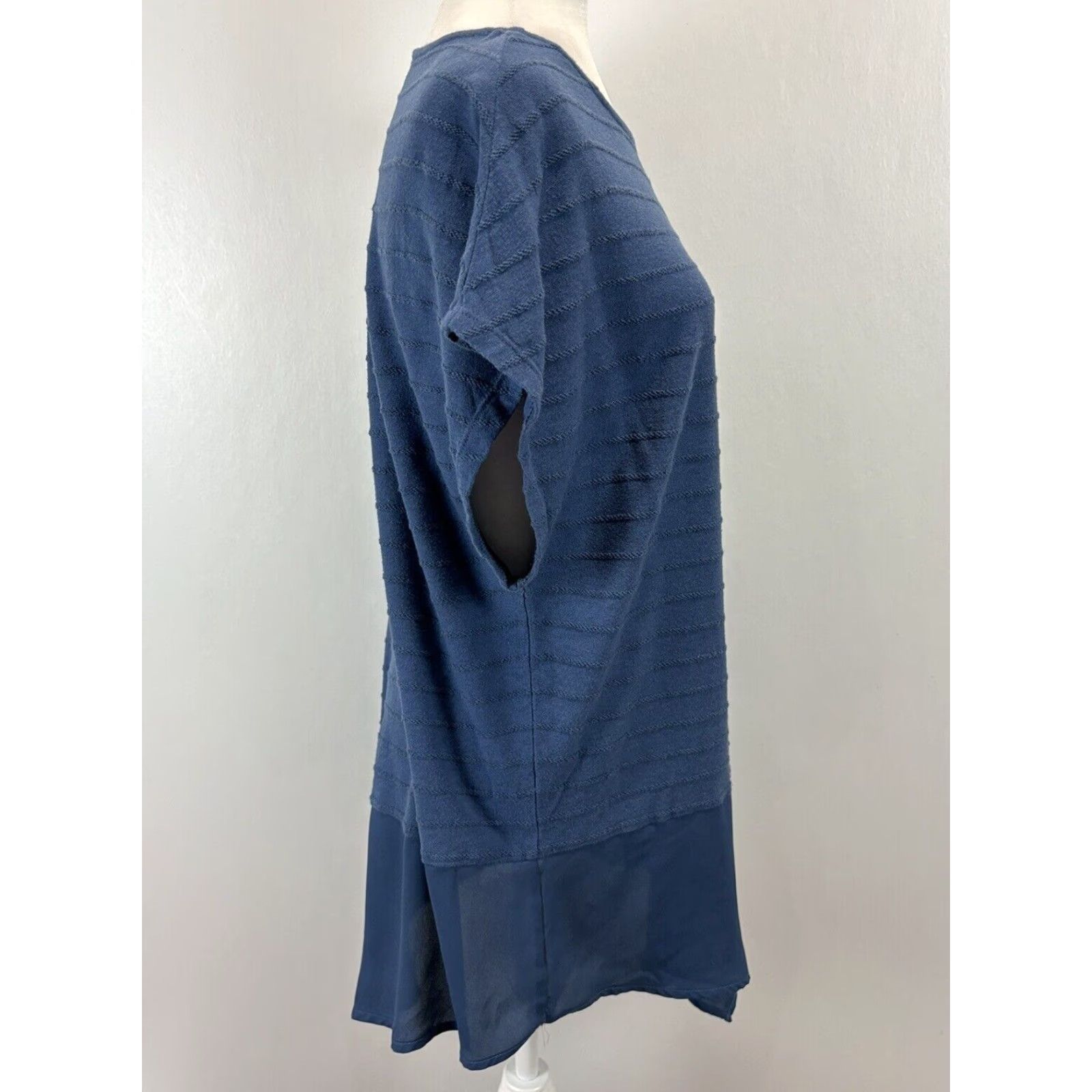 Vintage Chicos Blue Cotton Blend Tunic Top Shirt Womens 3X Blue Chiffon Trim Size XS / US 0-2 / IT 36-38 - 4 Thumbnail