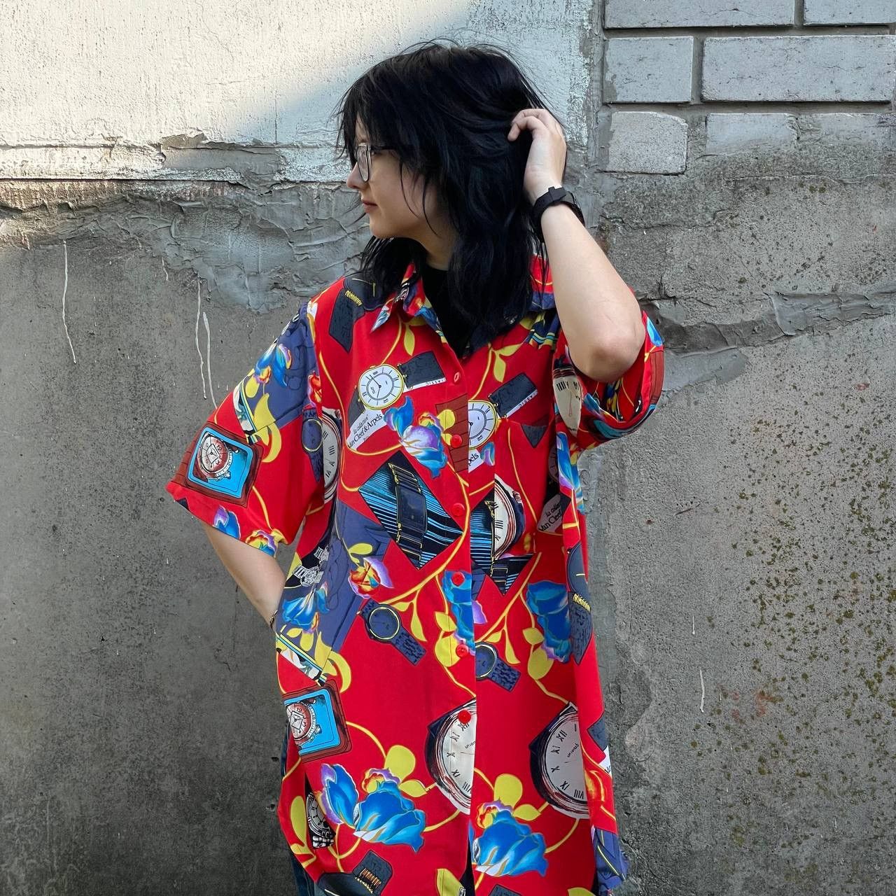 Hysteric Glamour Vintage Surf Style Button Up Shirts Clock Overprinted Size US XL / EU 56 / 4 - 3 Thumbnail