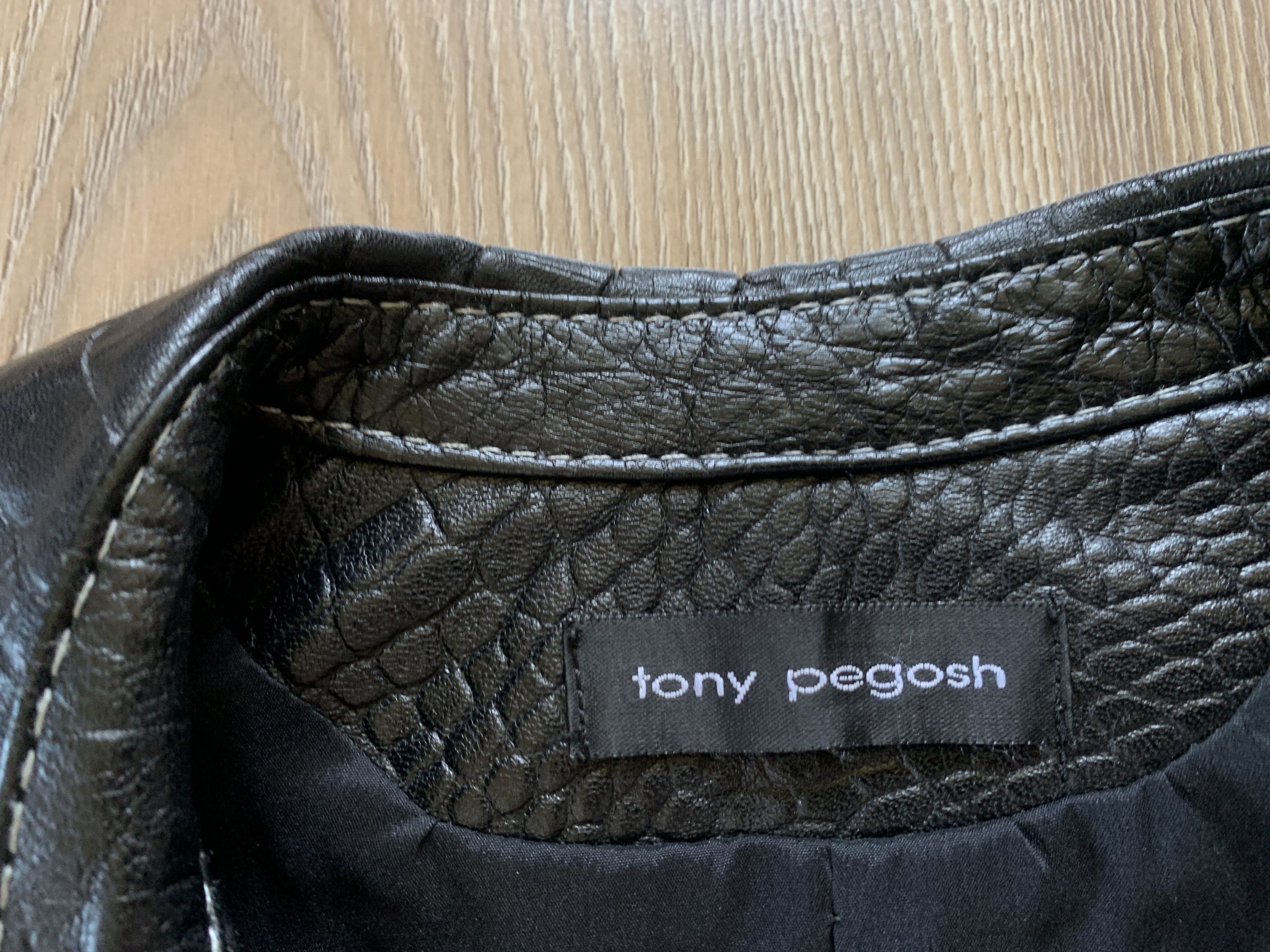 Designer Vintage Tony Pegosh Black Leather Jacket Size S / US 4 / IT 40 - 8 Thumbnail