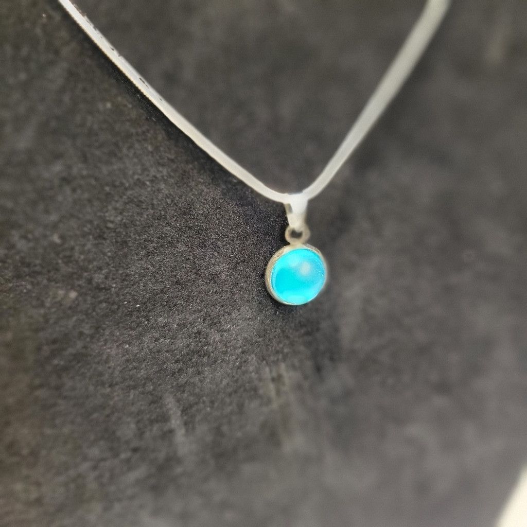 Handmade Light blue crystal rhinestone 925 sterling silver necklace Size ONE SIZE - 2 Thumbnail