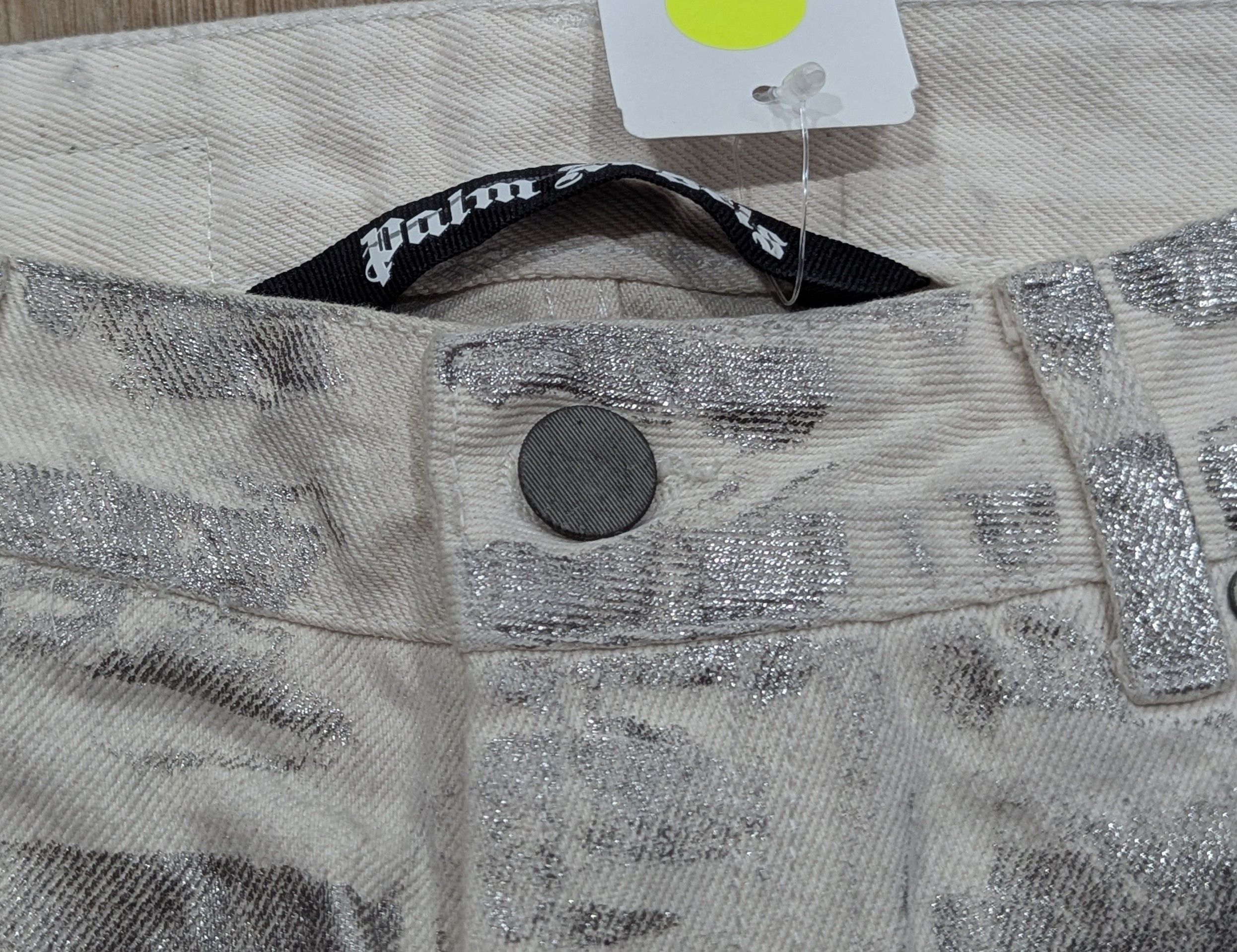 Palm Angels Palms Angels Metallic Washed 5-Pocket Jeans Off-White 31 Size US 31 - 3 Thumbnail
