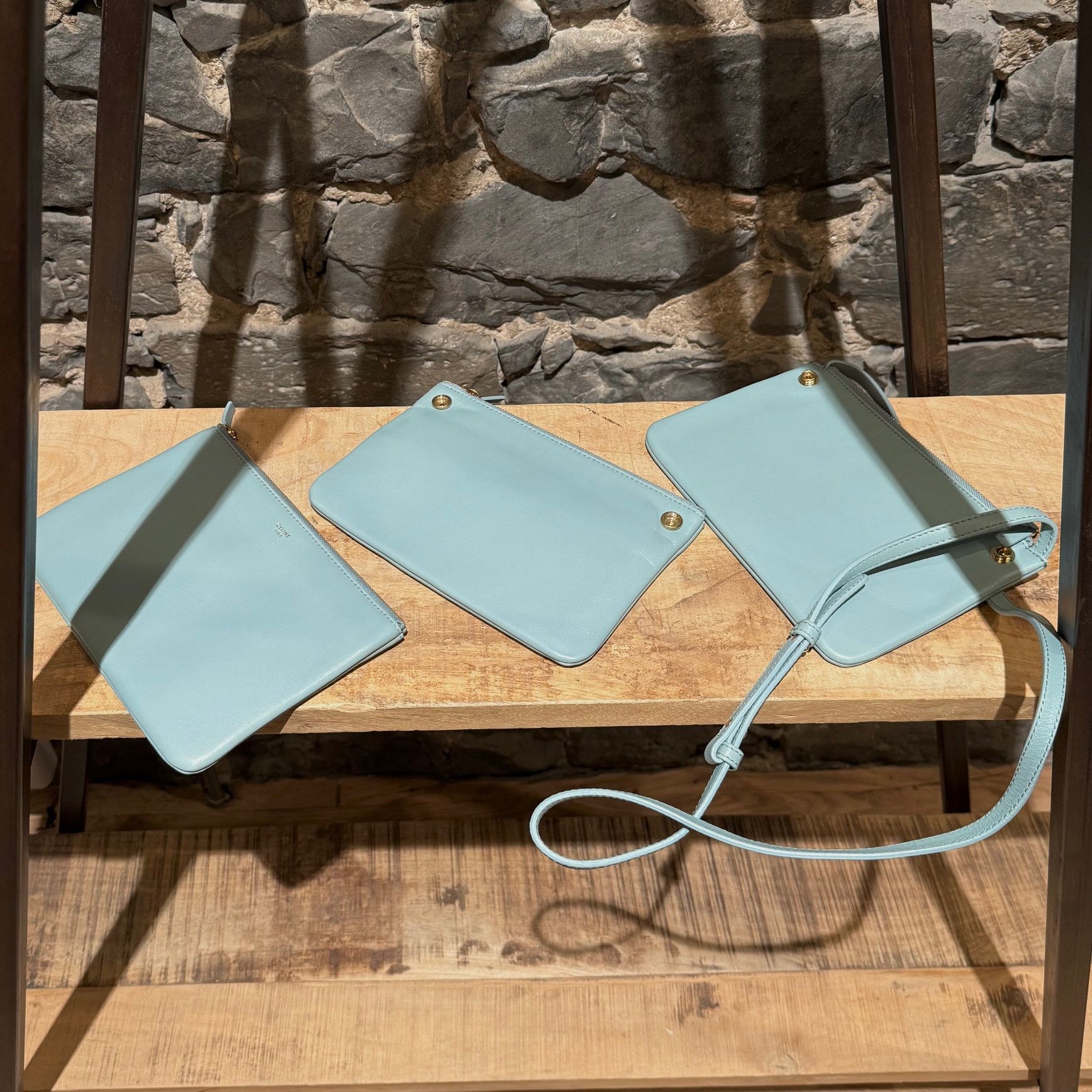 Celine Céline Light Blue Small Trio Crossbody Bag Size ONE SIZE - 14 Thumbnail