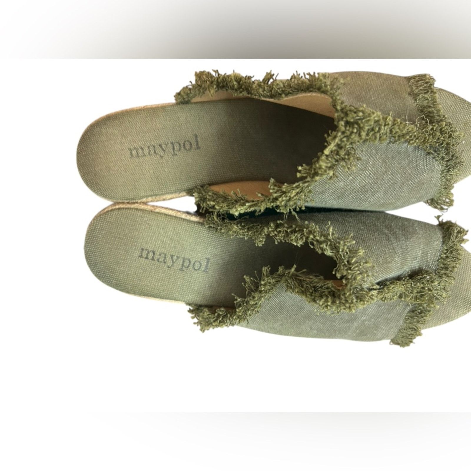 Other Maypol Olive Green Fringe Espadrille Wedge Sandals Size US 8.5 / IT 38.5 - 3 Thumbnail