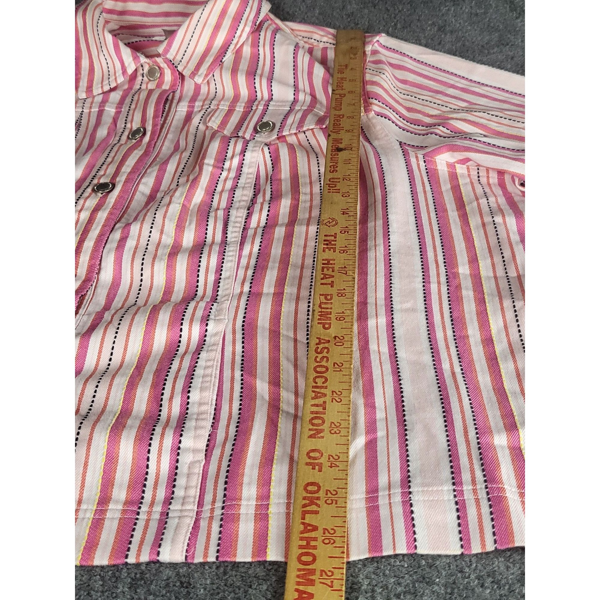 Vintage CJ Banks Women Striped Button Up Shirt 3/4 Sleeve 3X Cotton Size 3XL / US 20-22 - 3 Thumbnail