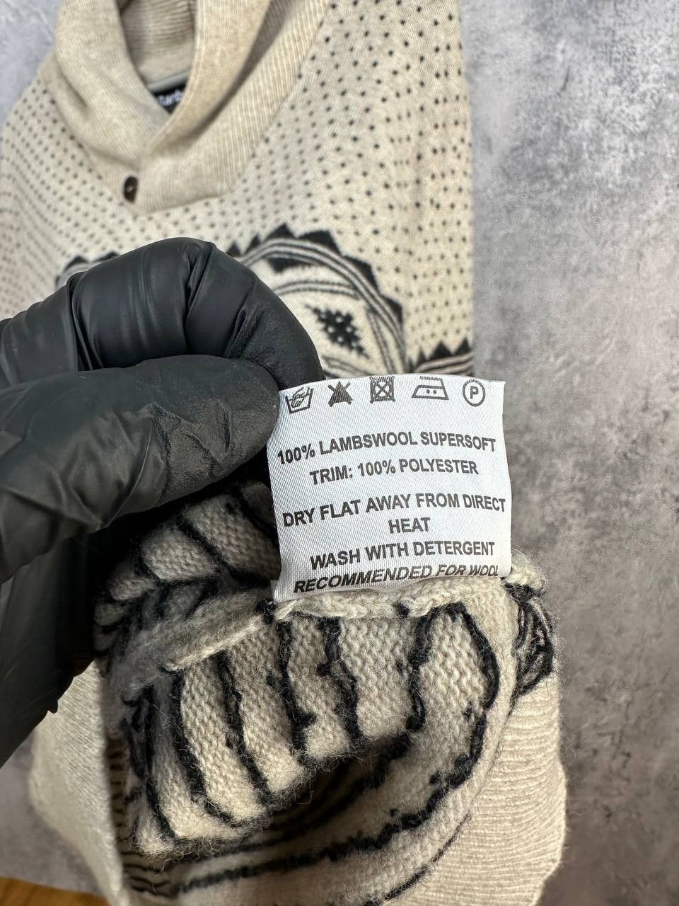 Barbour Barbour Witham Shawl Neck Ecru Lambswool Fair Isle Sweater Size US XL / EU 56 / 4 - 11 Thumbnail