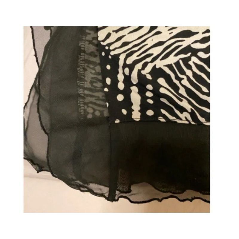 Other Chic Abstract Animal Print Black White Sheer Hem 18/20W Size XXL / US 16-18 / IT 52-54 - 5 Thumbnail