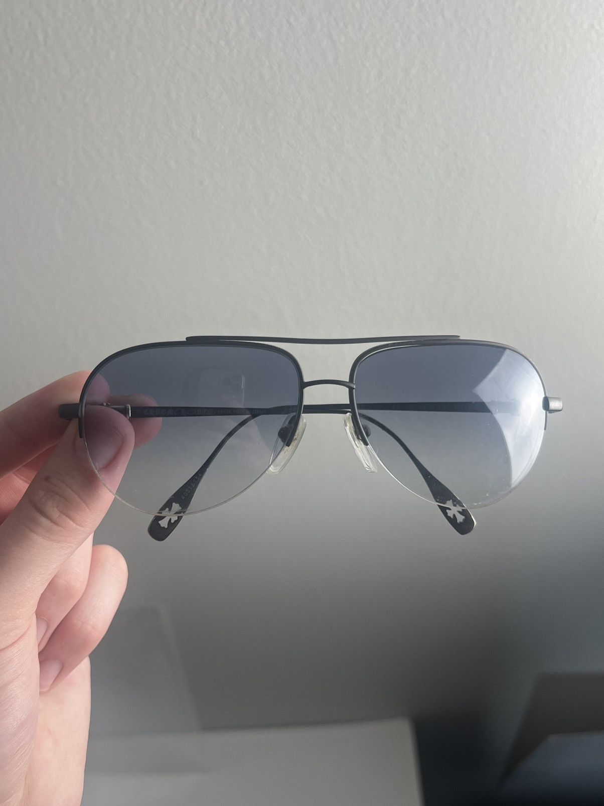 Chrome Hearts Chrome Hearts “STAINS” Sunglasses Gunmetal Frame Blue Lens Size ONE SIZE - 1 Thumbnail