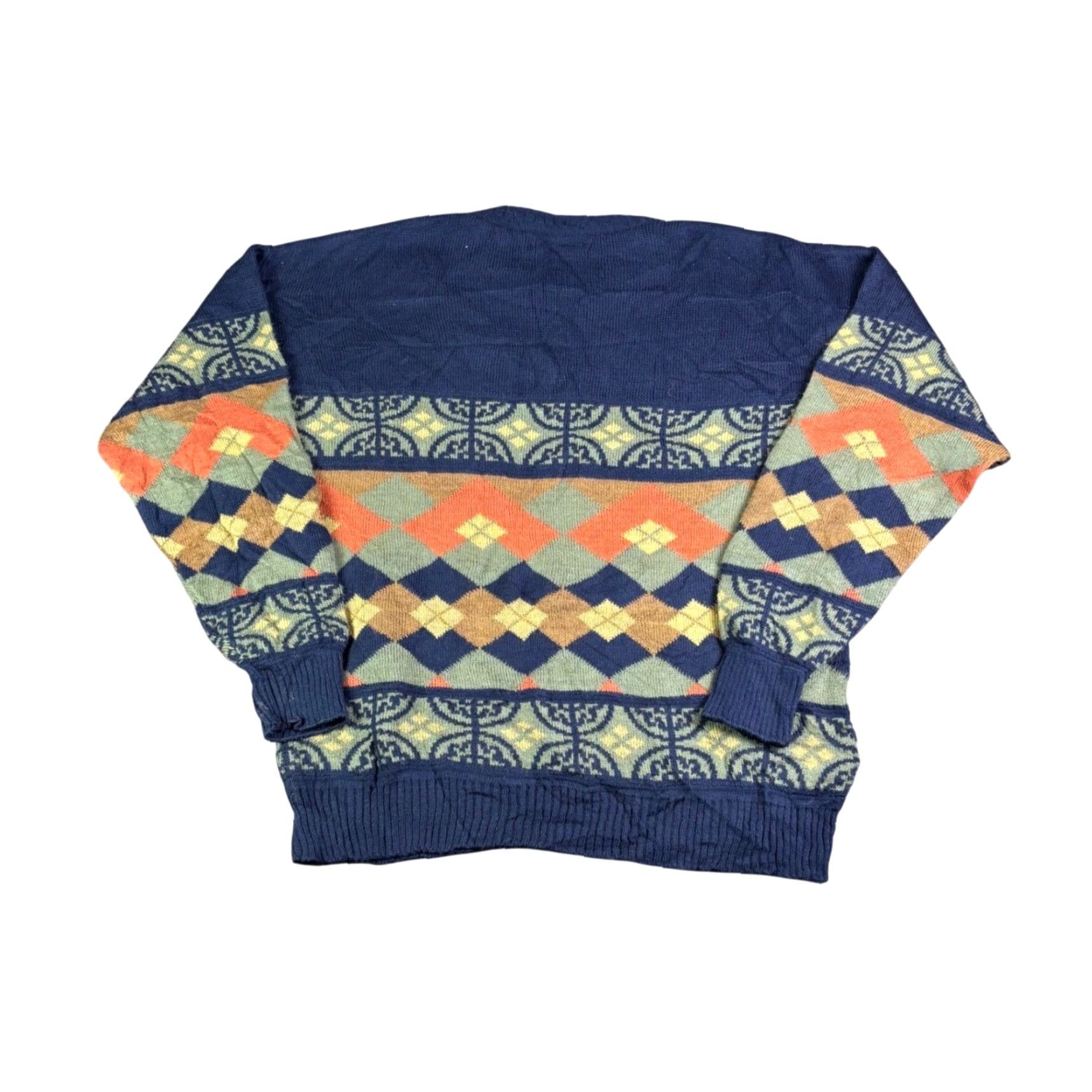 Vintage VINTAGE Jan Paulsen Crewneck Sweater Navy Blue Argyle Geometric Knit Mens XL Size US XL / EU 56 / 4 - 2 Thumbnail
