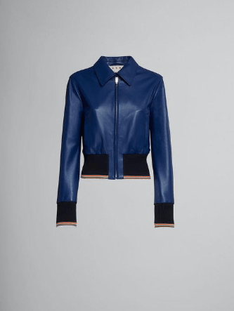 Marni o1srvl11e0624 Leather Jacket in Blue Size M / US 6-8 / IT 42-44 - 1 Thumbnail