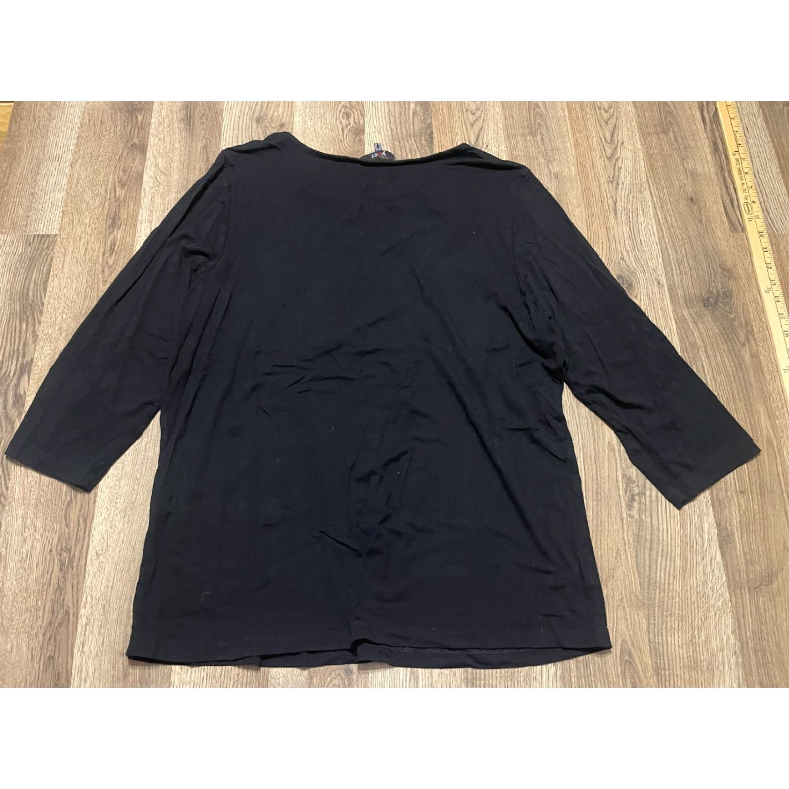 Vintage YEST Shirt Women's Size 14 Black 3/4 Sleeve Shirt Casual Modern Basic Tee Womens Size XL / US 12-14 / IT 48-50 - 2 Thumbnail