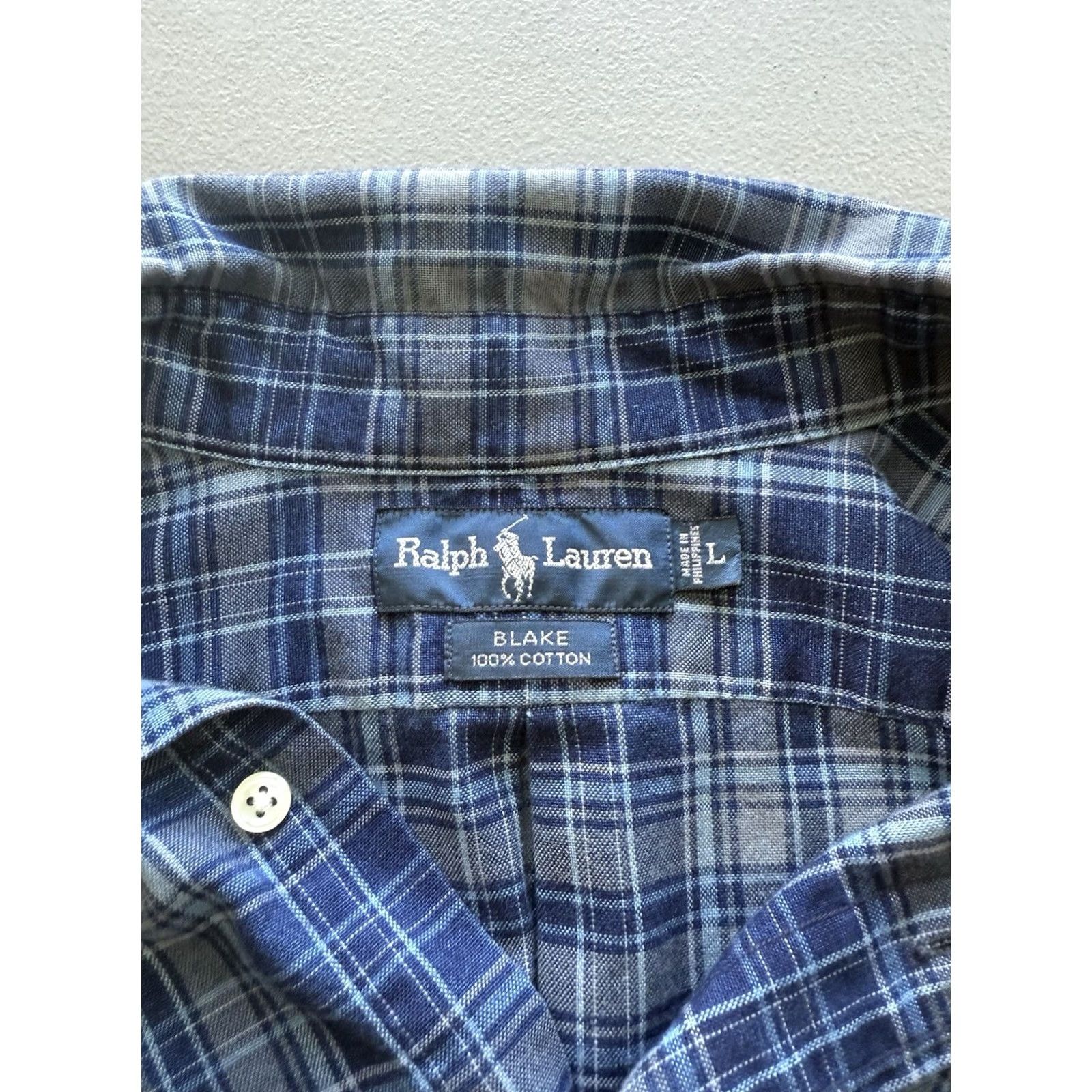 Ralph Lauren Ralph Lauren Blake Button Down Shirt Mens Large Gray Blue Plaid Short Sleeve Size US L / EU 52-54 / 3 - 3 Thumbnail