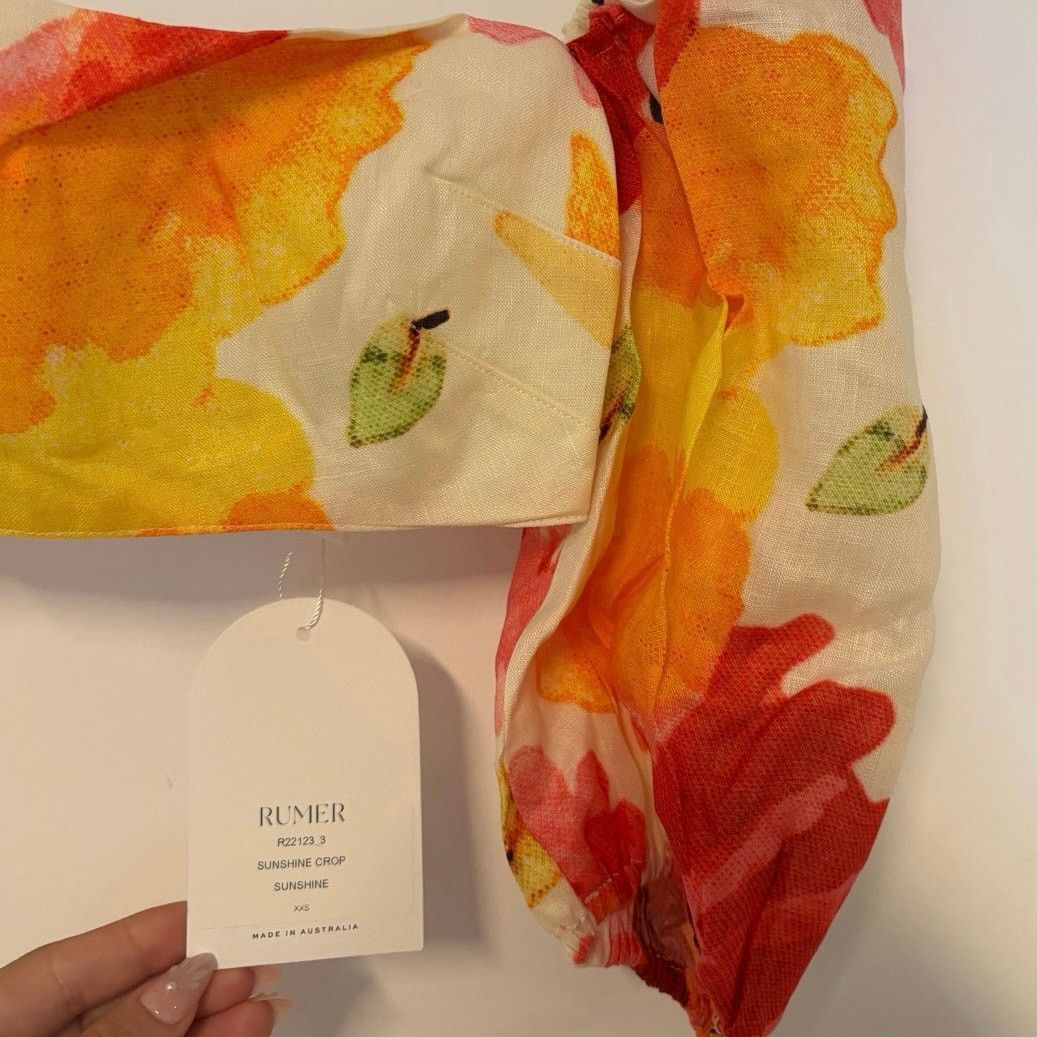 REVOLVE NWT RUMER Camille Sunshine Crop Top Watercolor Floral XXS Size XXS / US 00 / IT 34 - 6 Thumbnail