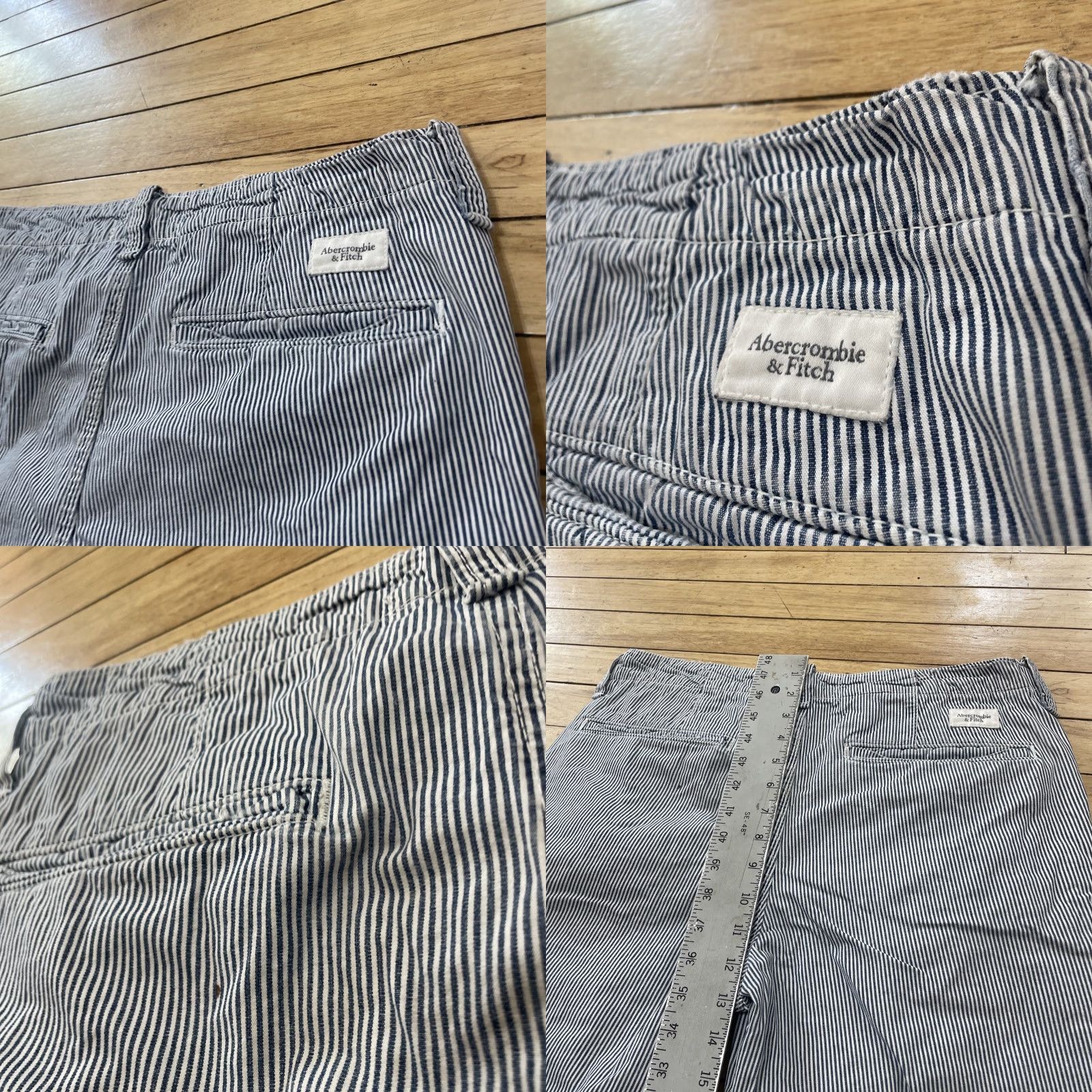 Abercrombie & Fitch Abercrombie & Fitch Shorts Men 33 Preppy Blue White Sailor Chino Button Fly Pin Stripe Flat Front Size US 33 - 10 Thumbnail