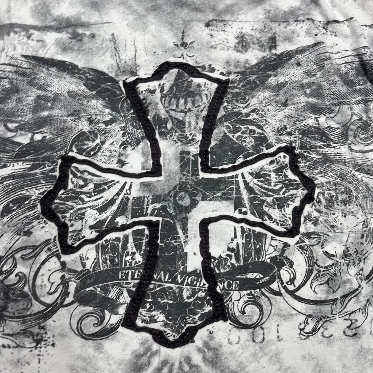 Vintage Y2K grunge t-shirt cross stitched tie dye affliction style t Size US L / EU 52-54 / 3 - 3 Thumbnail