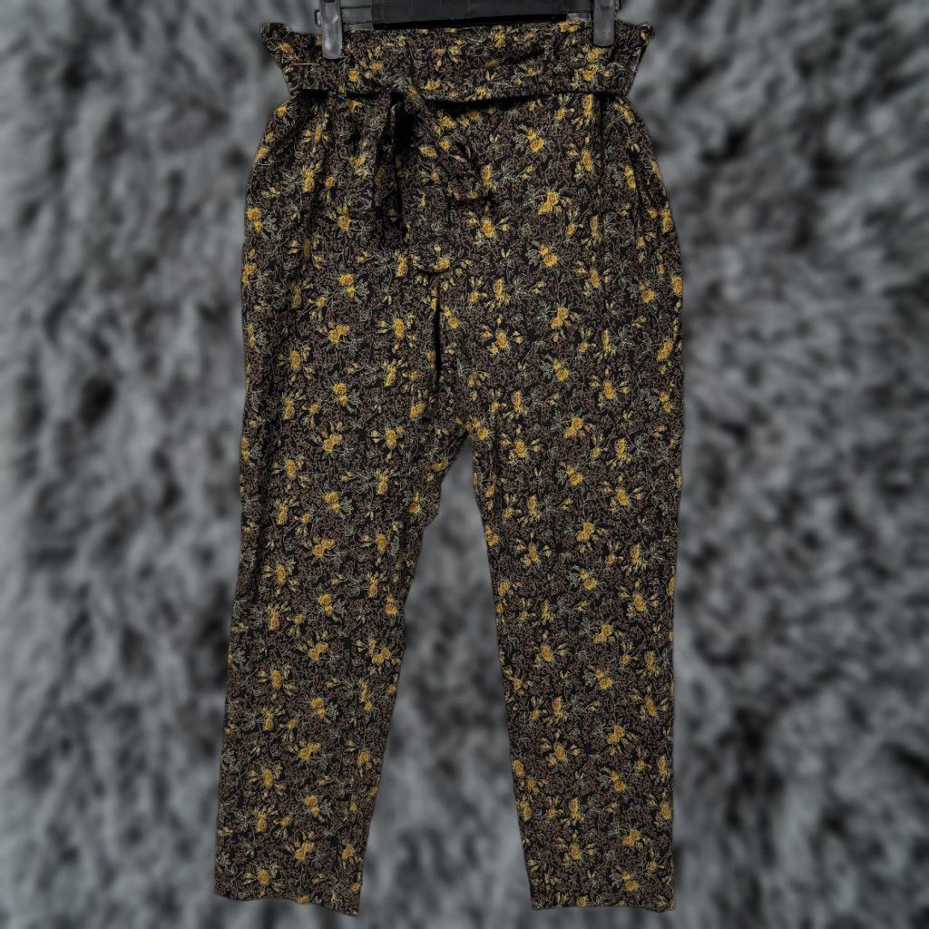 Vintage Jules & Leopold Paperbag Waist Pants L Dark Floral Boho Indie Casual Feminine Size 36" / US 14 / IT 50 - 1 Thumbnail