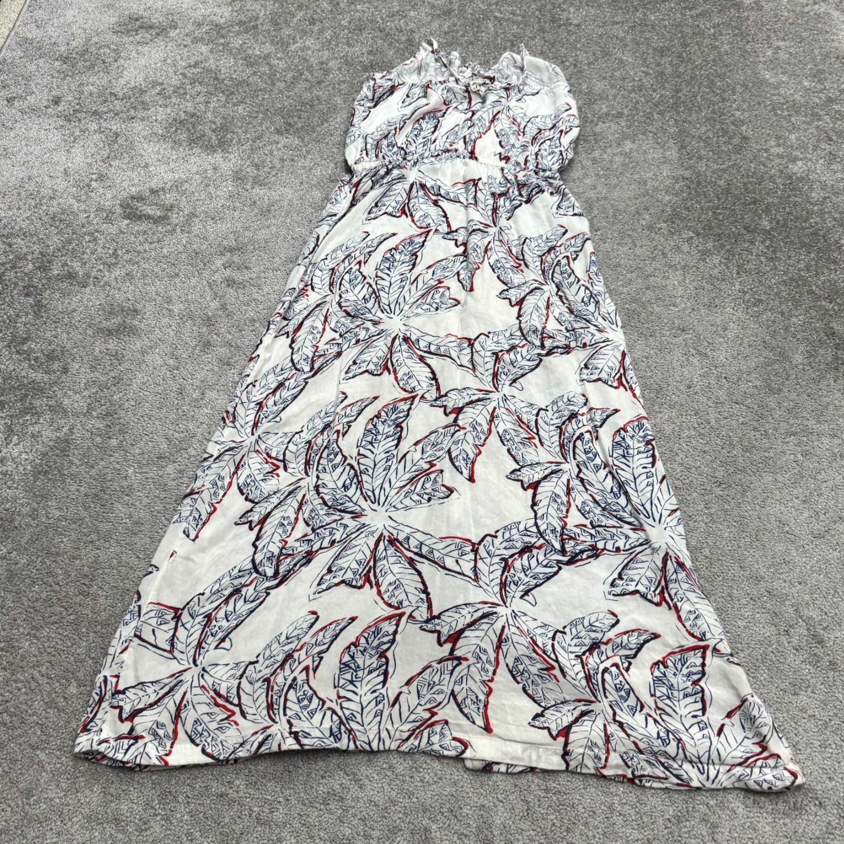 Vintage Roxy Palm Leaves Button Up Strappy Maxi Sun Dress Womens Small Drawstring Tassel Size S / US 4 / IT 40 - 2 Thumbnail