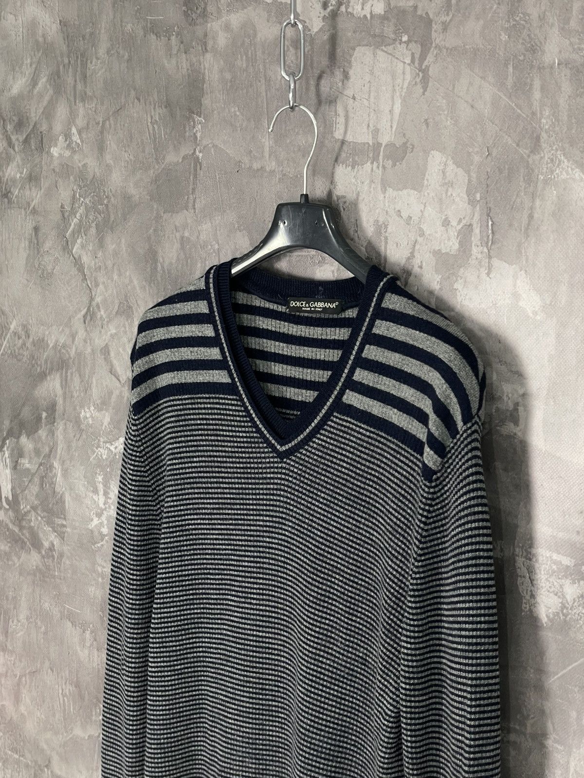 Dolce & Gabbana × Vintage Vintage Dolce Gabbana Chain Y2K Striped Knit Sweater Size US M / EU 48-50 / 2 - 7 Thumbnail