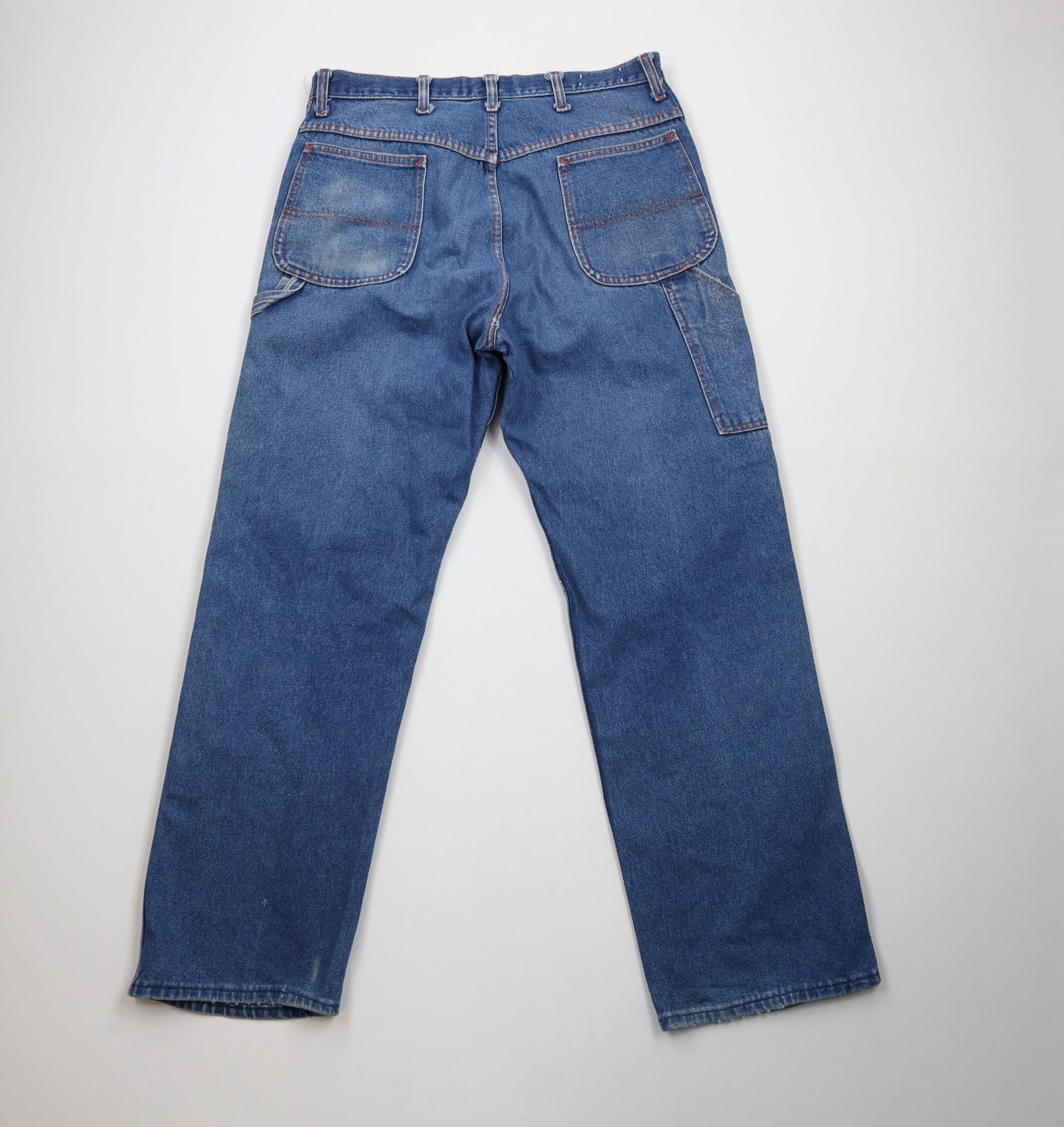 Big Mac × Vintage Vintage 70s Big Mac Wide Leg Dungaree Denim Jeans Blue USA Size US 34 / EU 50 - 12 Thumbnail