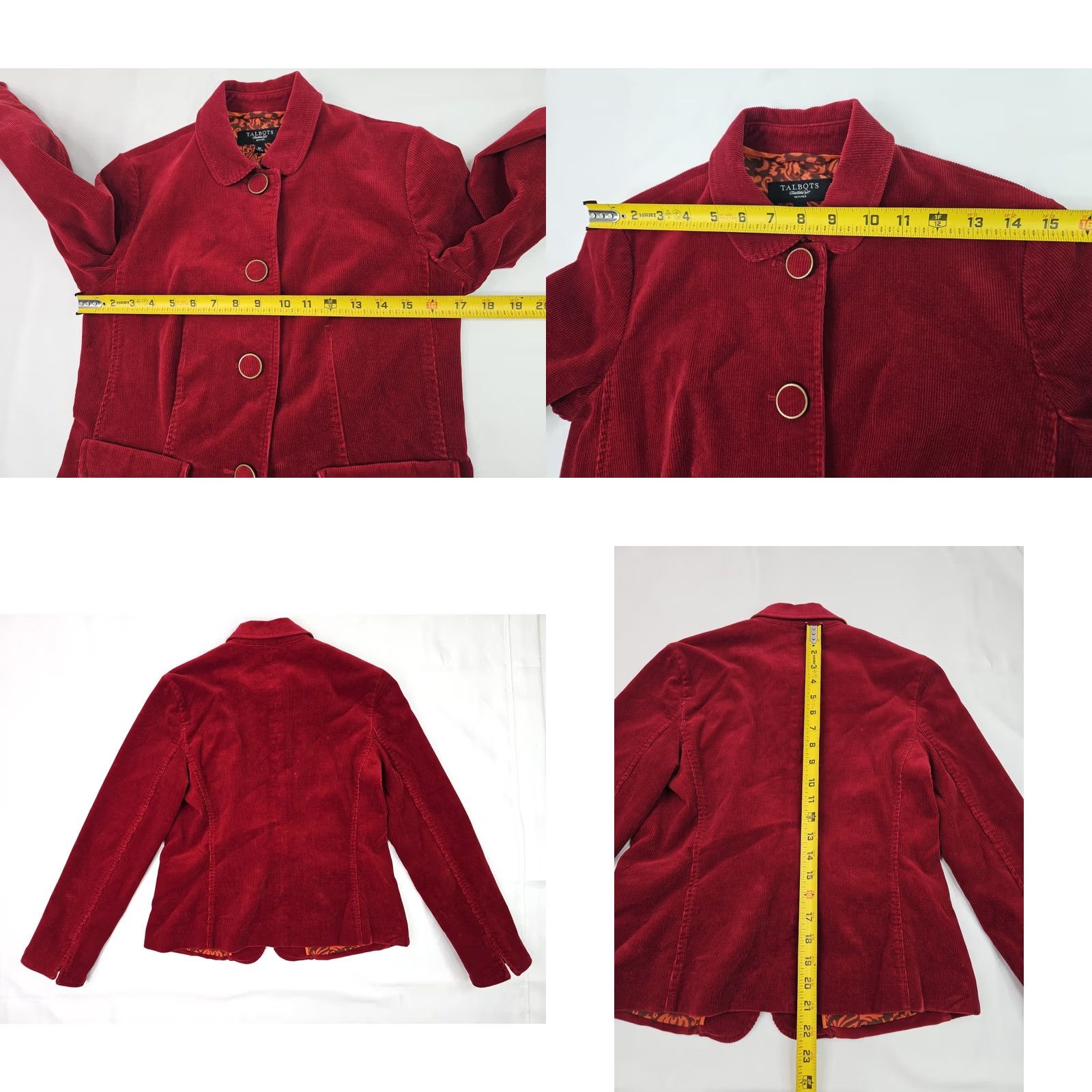 Talbots Talbots Corduroy Blazer Jacket Women 6P Petite Red Button Front Fully Lined Casual Business Workwear Travel Women Jeans? Size M / US 6-8 / IT 42-44 - 8 Thumbnail