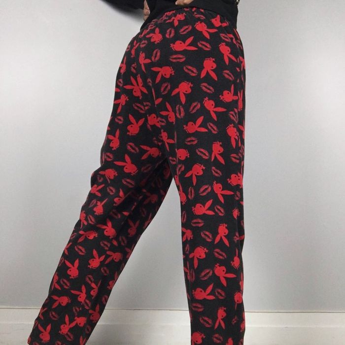 Playboy Y2K Playboy Bunny Pajama Pants Sleep Bottoms Black Small Vtg
