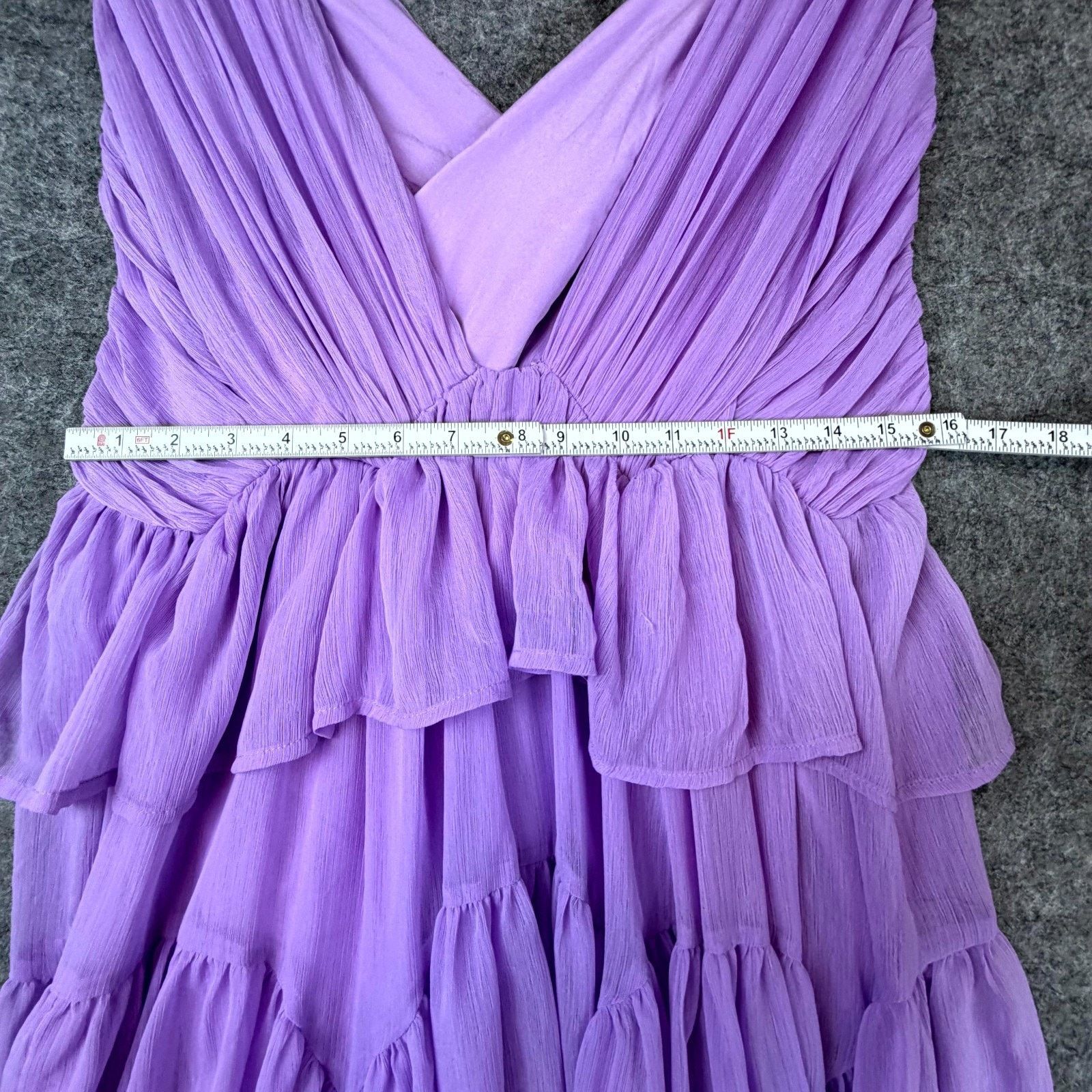 Asos Asos Design Dress Womens 10 Purple Pleated Tiered Boho Fairy Size L / US 10 / IT 46 - 4 Thumbnail