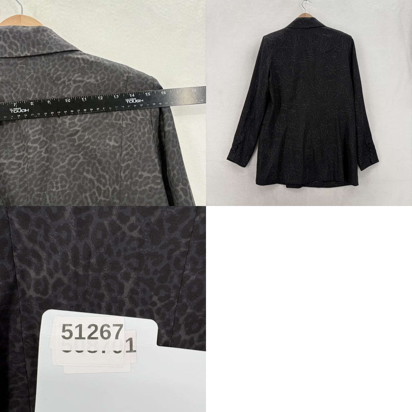 Vintage INC International Concepts Blazer Womens M Gray Cheetah Print Double Breasted Blazer Animal Print Fall Office Casual Womens M Size M / US 6-8 / IT 42-44 - 9 Thumbnail