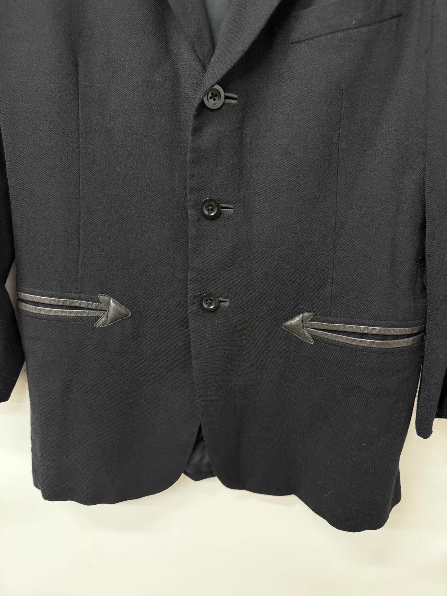 Yohji Yamamoto Yohji Yamamoto Y's for men Leather Paneled Wool Blazer K20 Size US L / EU 52-54 / 3 - 3 Thumbnail