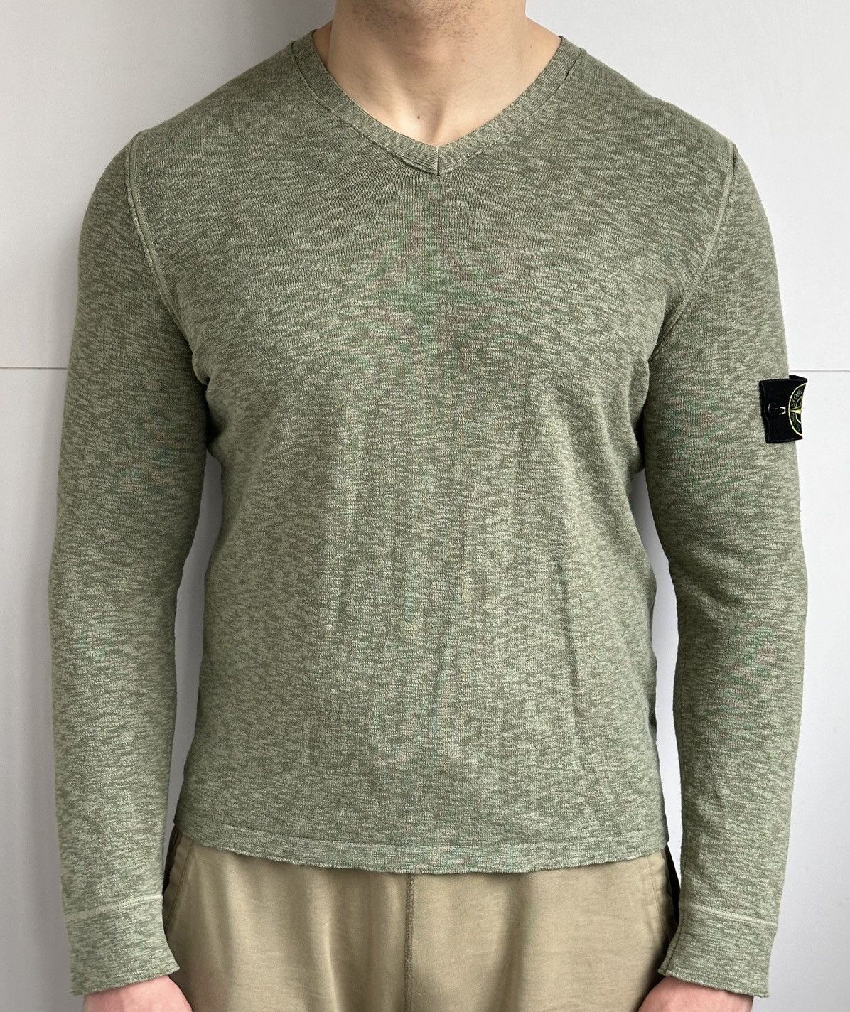Stone Island Rare Vintage Stone Island 1989 Pullover Jumper Green V-NECK Size US L / EU 52-54 / 3 - 1 Thumbnail