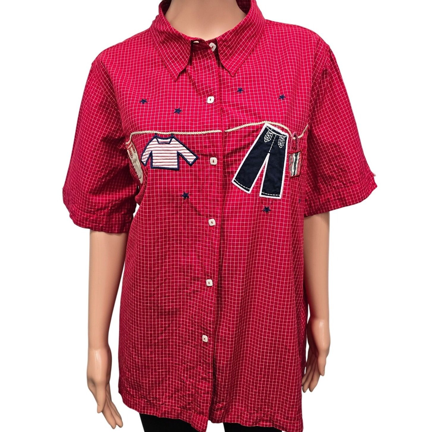 Vintage BOBBIE BROOKS Shirt Plus 18W 20W Embroidered Clothesline Size XXL / US 16-18 / IT 52-54 - 3 Thumbnail