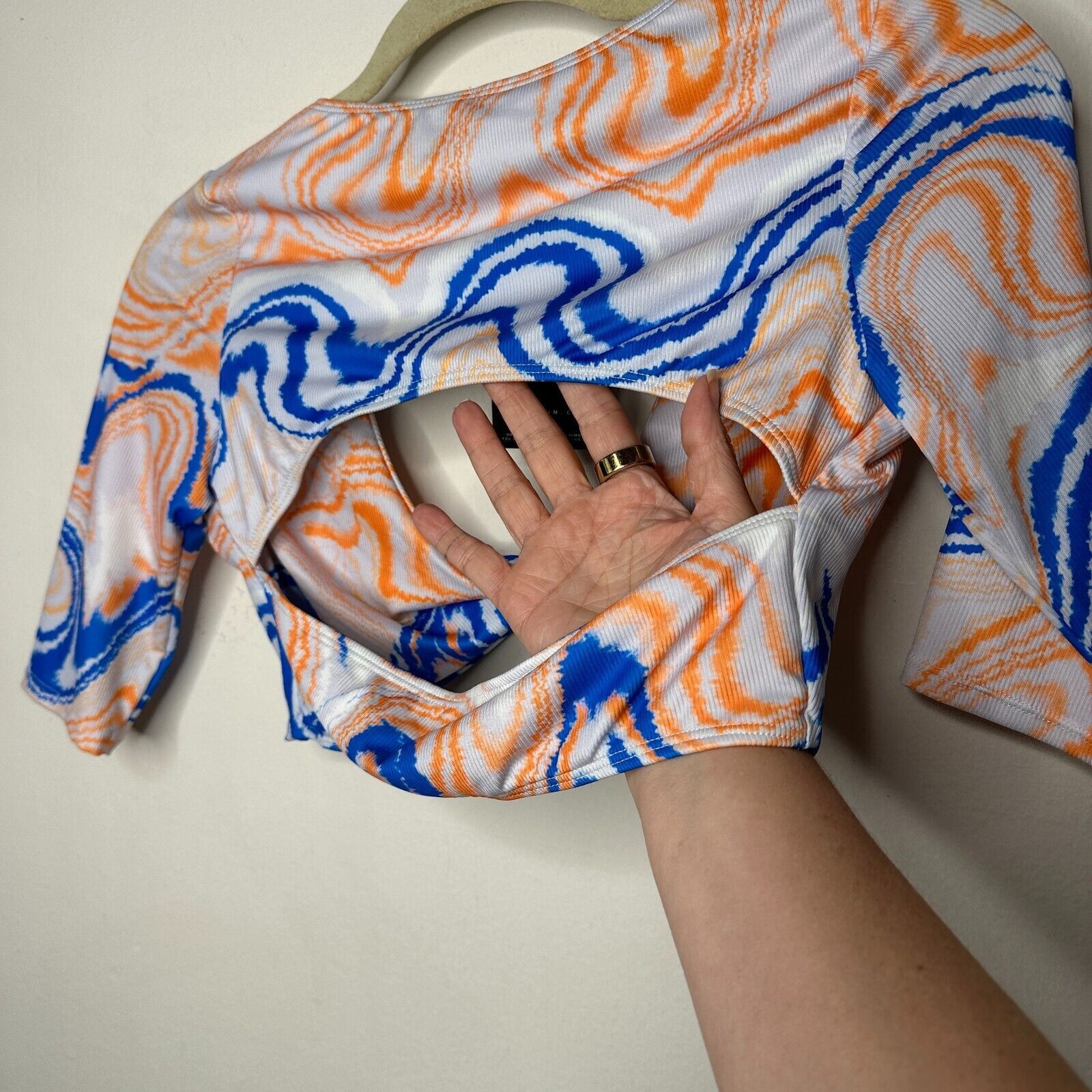 Other NWT Icon Swim Blue Orange Sunset Dive Wave Twist Front Top S Size S / US 4 / IT 40 - 4 Thumbnail