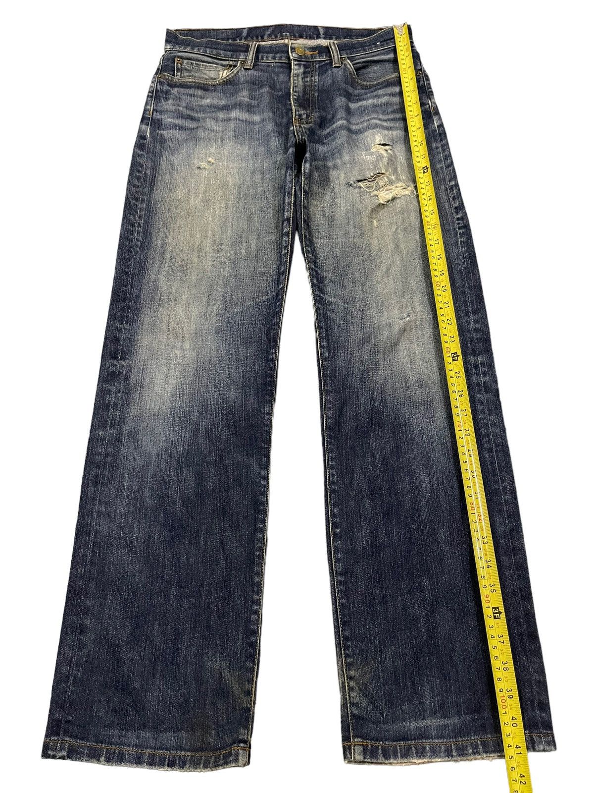 Sugar Cane Vintage Japanese Brand Blue Wash Distress Baggy Jeans Size US 32 / EU 48 - 10 Thumbnail