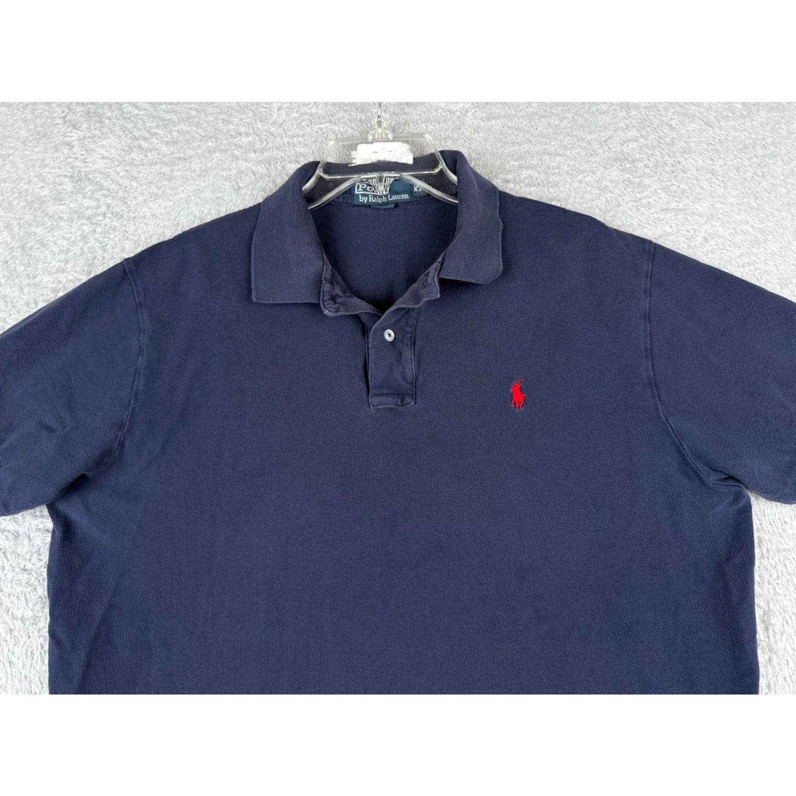 Polo Ralph Lauren VINTAGE Polo Ralph Lauren Shirt Men XL Blue 100% Cotton Knit Short Sleeve Polo Shirt Regular Fit Logo Embroidered Button Collar Size US XL / EU 56 / 4 - 4 Thumbnail
