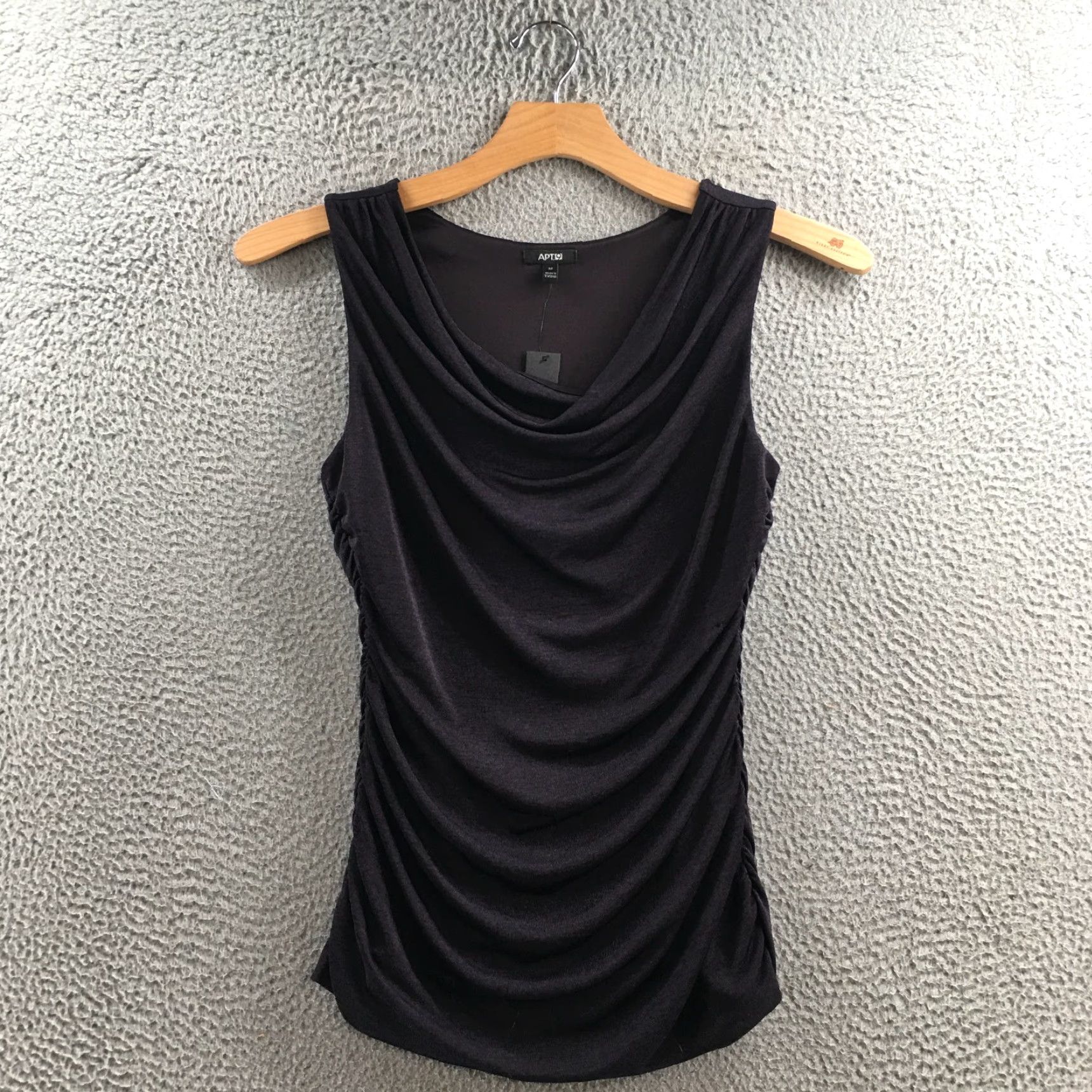 Apt. 9 APT.9 Tank Top Womens Medium Black Sleeveless Ruched Draped Front Stretch Shirt, Basic, All Seasons, Casual, Pullover, Regular Fit Womens Size M / US 6-8 / IT 42-44 - 2 Thumbnail