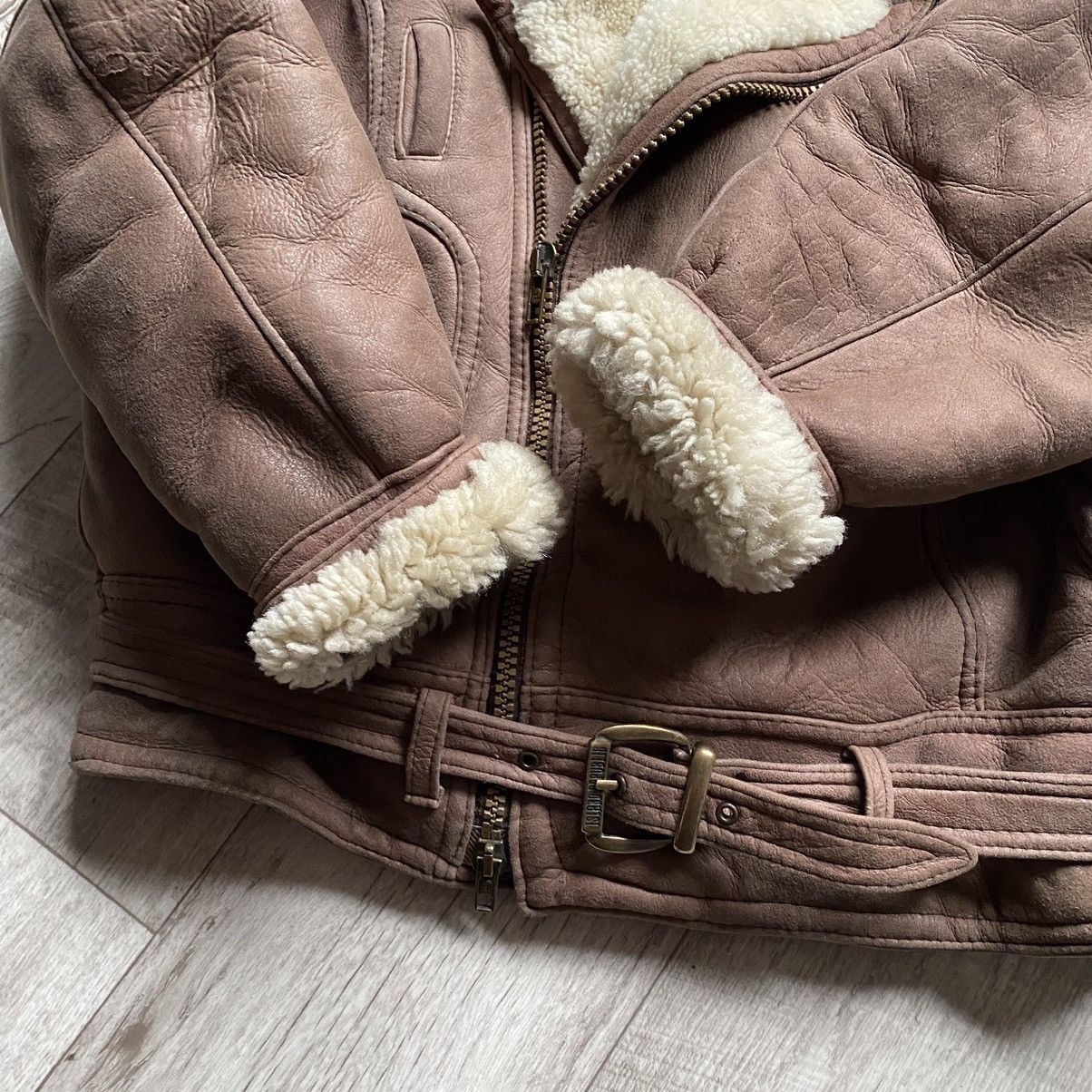 Leather RARE ISLAND REPUBLIC 90s HEAVY LEATHER SHERPA AVIATOR JACKET Size US L / EU 52-54 / 3 - 5 Thumbnail