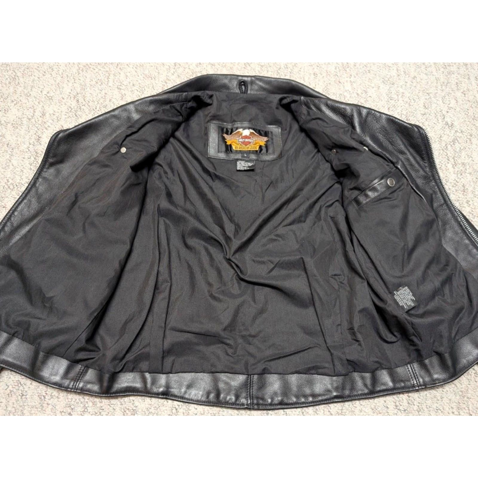 Harley Davidson VINTAGE Harley-Davidson Leather Jacket Mens L Black 44 USA Made Motorcycle Jacket Size US L / EU 52-54 / 3 - 3 Thumbnail