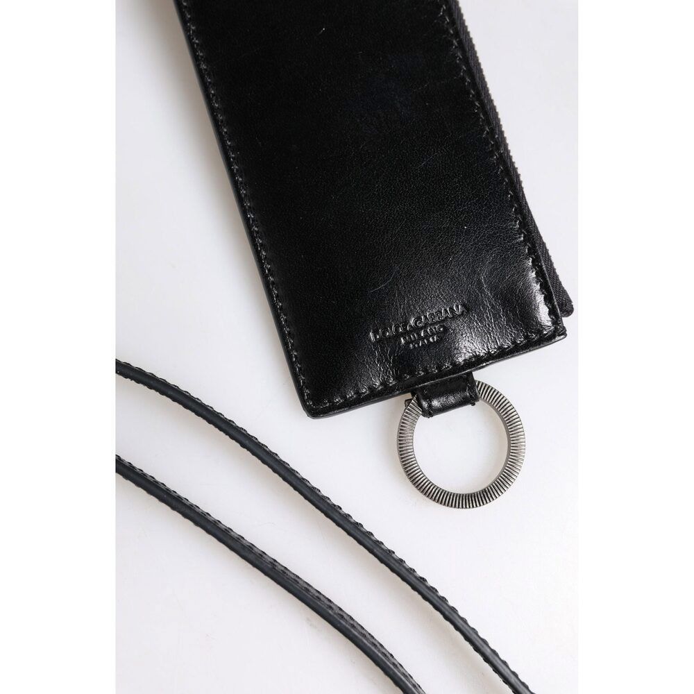 Dolce & Gabbana Dolce & Gabbana Black Leather Logo Embossed Lanyard Card Hol Size ONE SIZE - 4 Thumbnail