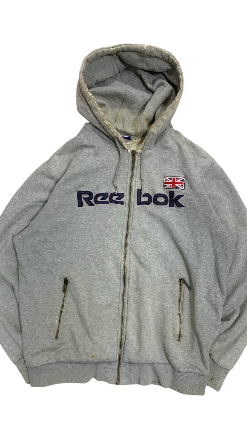 Reebok Distressed Reebok Zip Up Hoodie Size US L / EU 52-54 / 3 - 2 Thumbnail