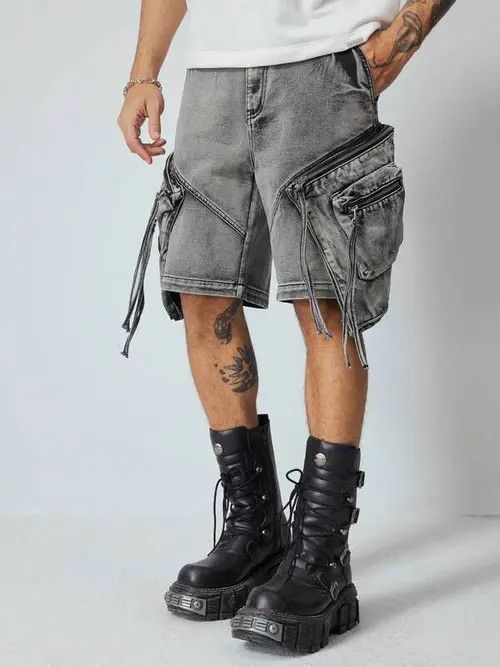 Jean Vintage cargo washed denim shorts Size US 34 / EU 50 - 1 Thumbnail