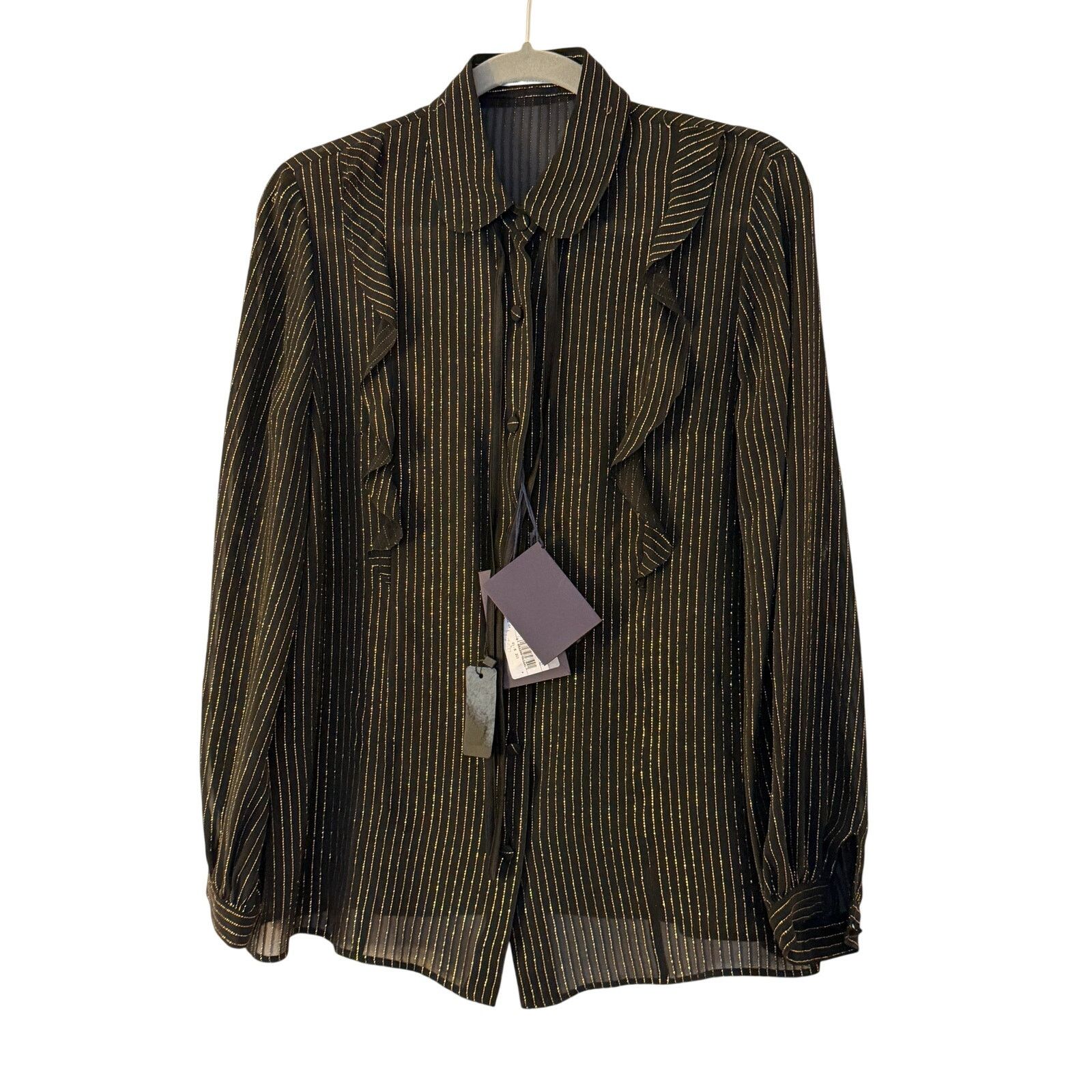 Prada Prada NWT Gold Metallic Striped Black Tunic Long Sleeves Size M / US 6-8 / IT 42-44 - 1 Thumbnail
