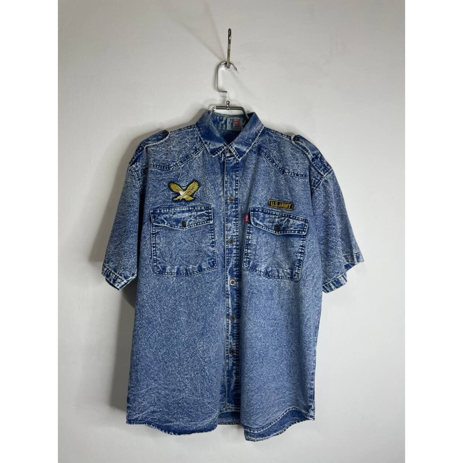 Levi's Vintage Levi’s Western Denim Shirt XL U.S. Army Eagle USA Size US XL / EU 56 / 4 - 1 Thumbnail