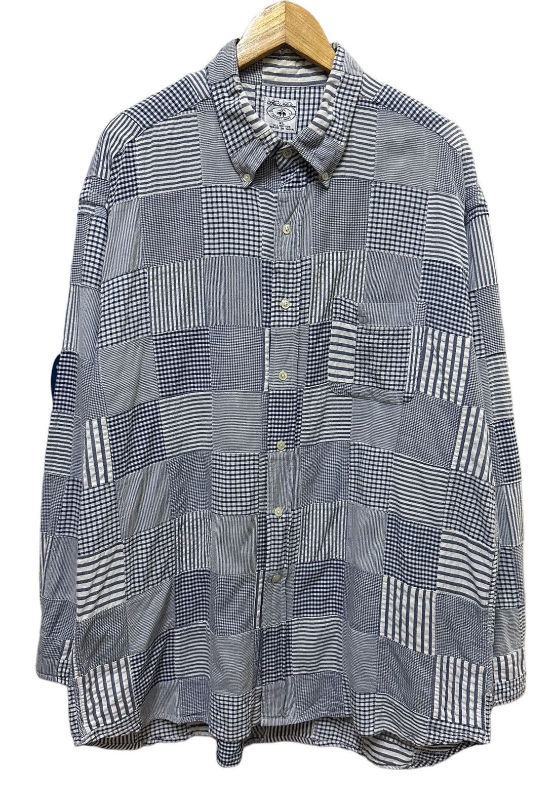 Brooks Brothers × Vintage Vintage Patchwork Brooks Brothers Oversized Shirts Size US XL / EU 56 / 4 - 1 Thumbnail