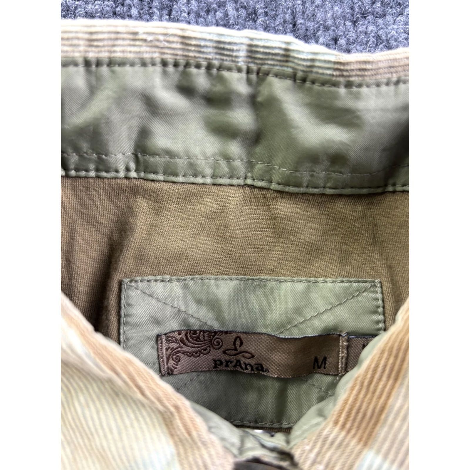 Prana PrAna Jacket Womens M Beige Plaid Corduroy Snap Front Lined Insulated Size M / US 6-8 / IT 42-44 - 2 Thumbnail